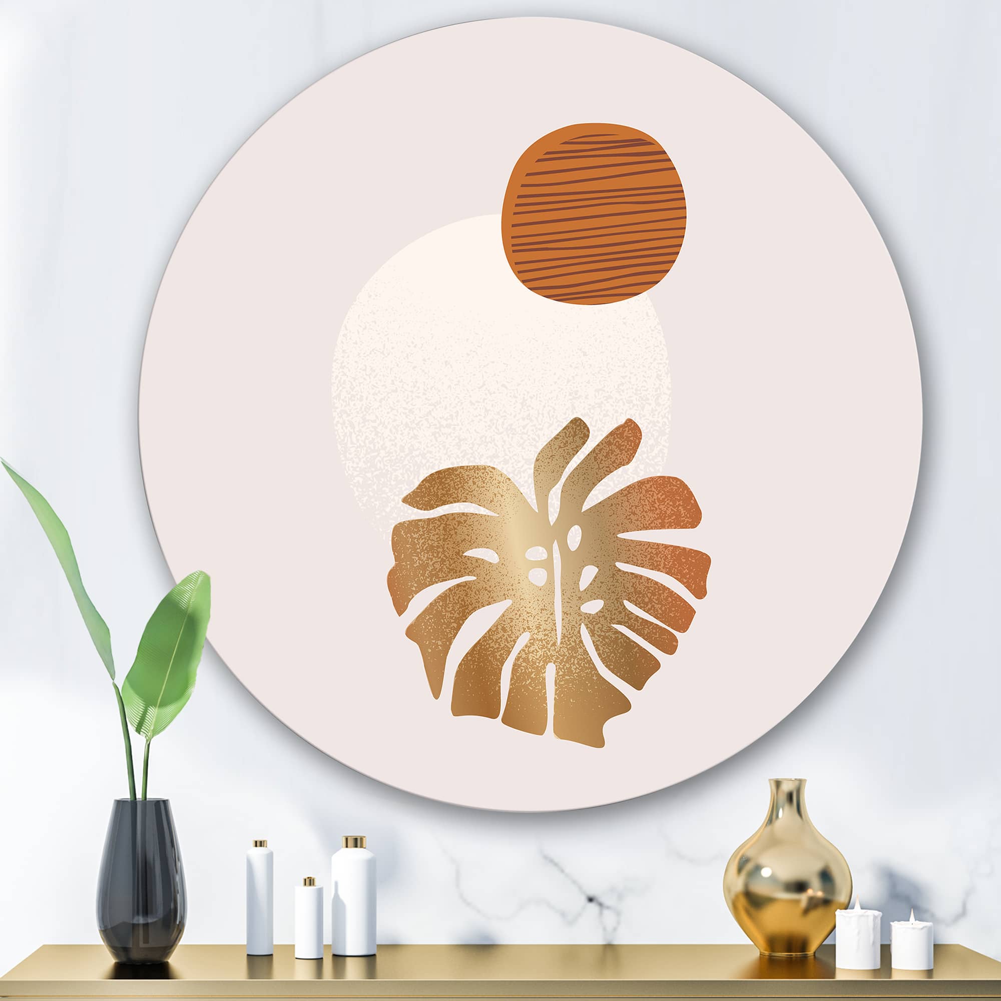 Designart - Tropical Palm Leaf & Abstract Geometry Shapes II
