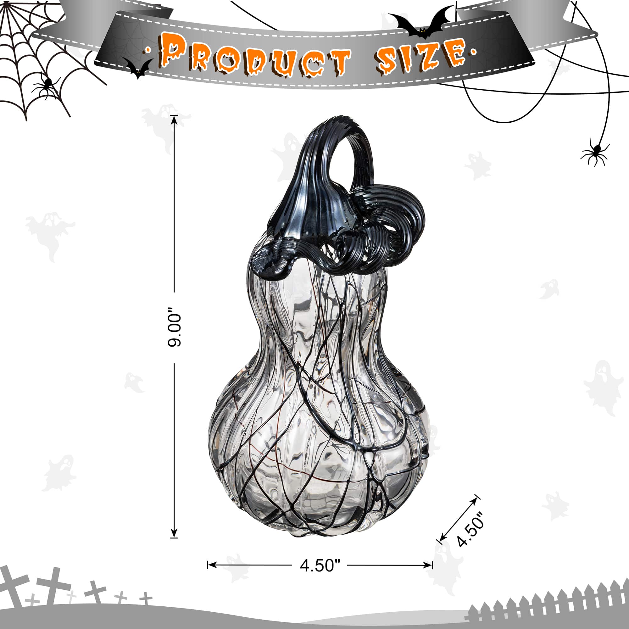 Glitzhome® 9" Halloween Abstract Black and White Glass Gourd