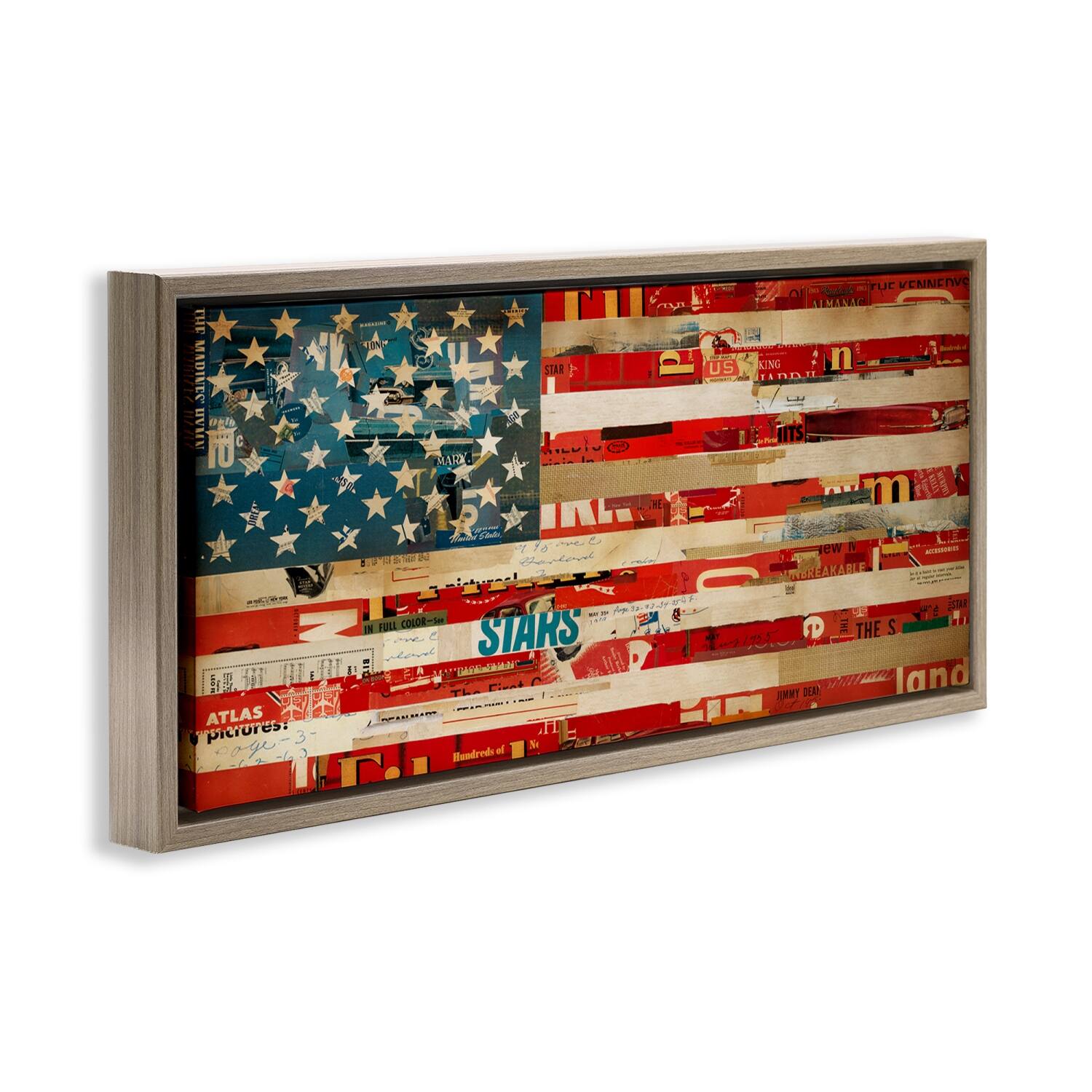 Stupell Industries Patriotic Collaged Flag Floater Framed Art