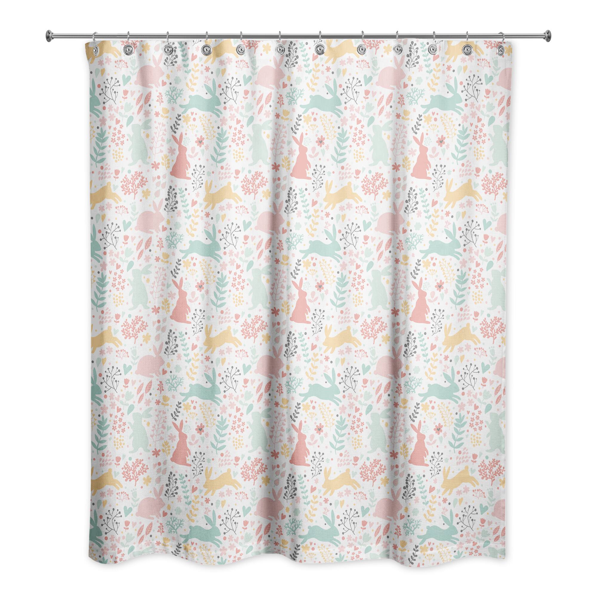 Scandinavian Bunny Pattern 71" x 74" Shower Curtain