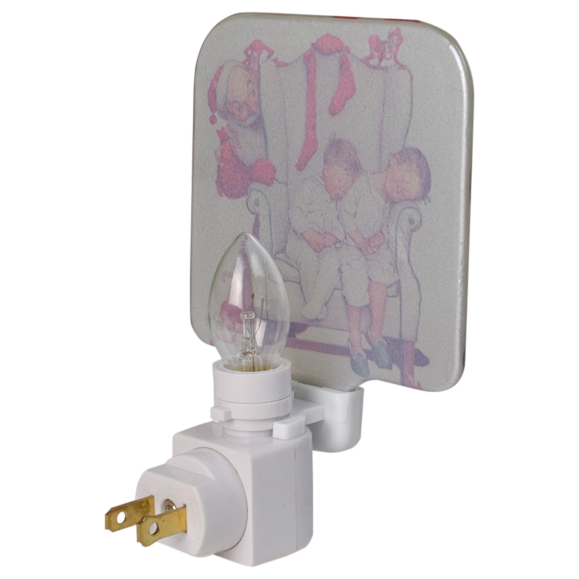 6" Norman Rockwell 'Santa Looking at Two Sleeping Children' Glass Christmas Night Light