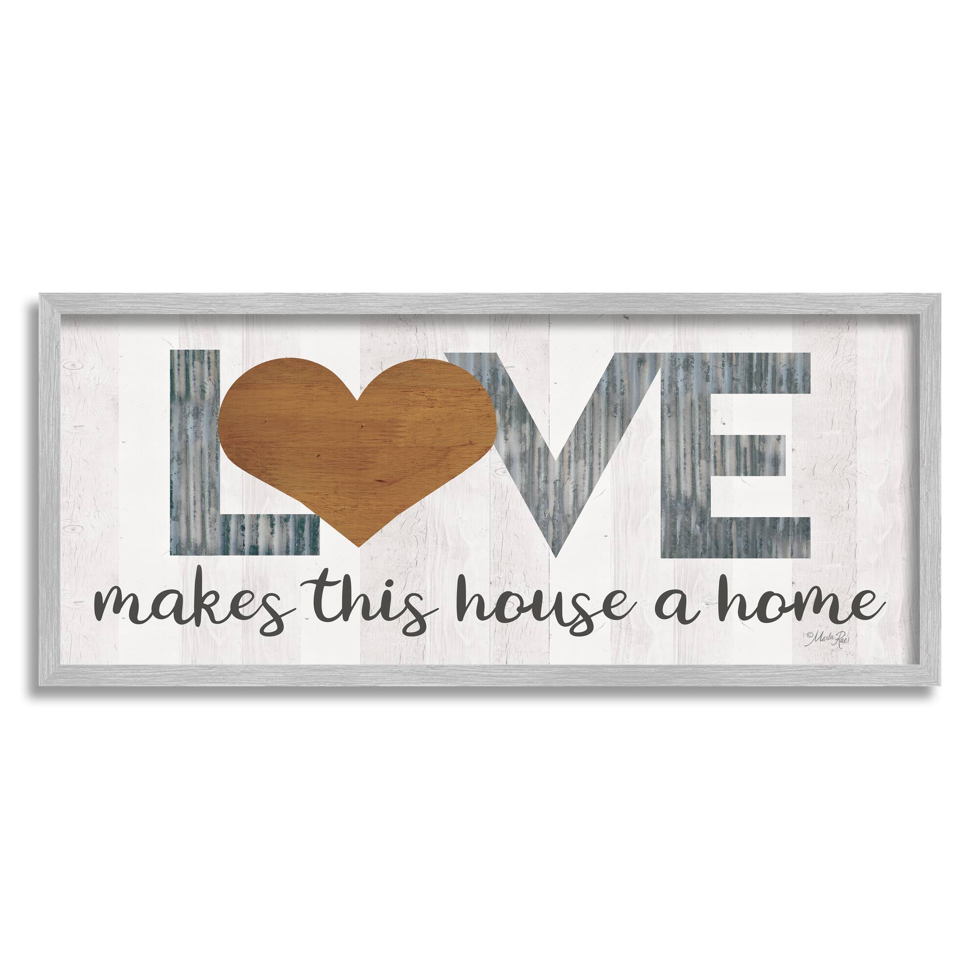 Stupell Industries Love Makes House a Home Motivational Family Phrase Framed Wall Art