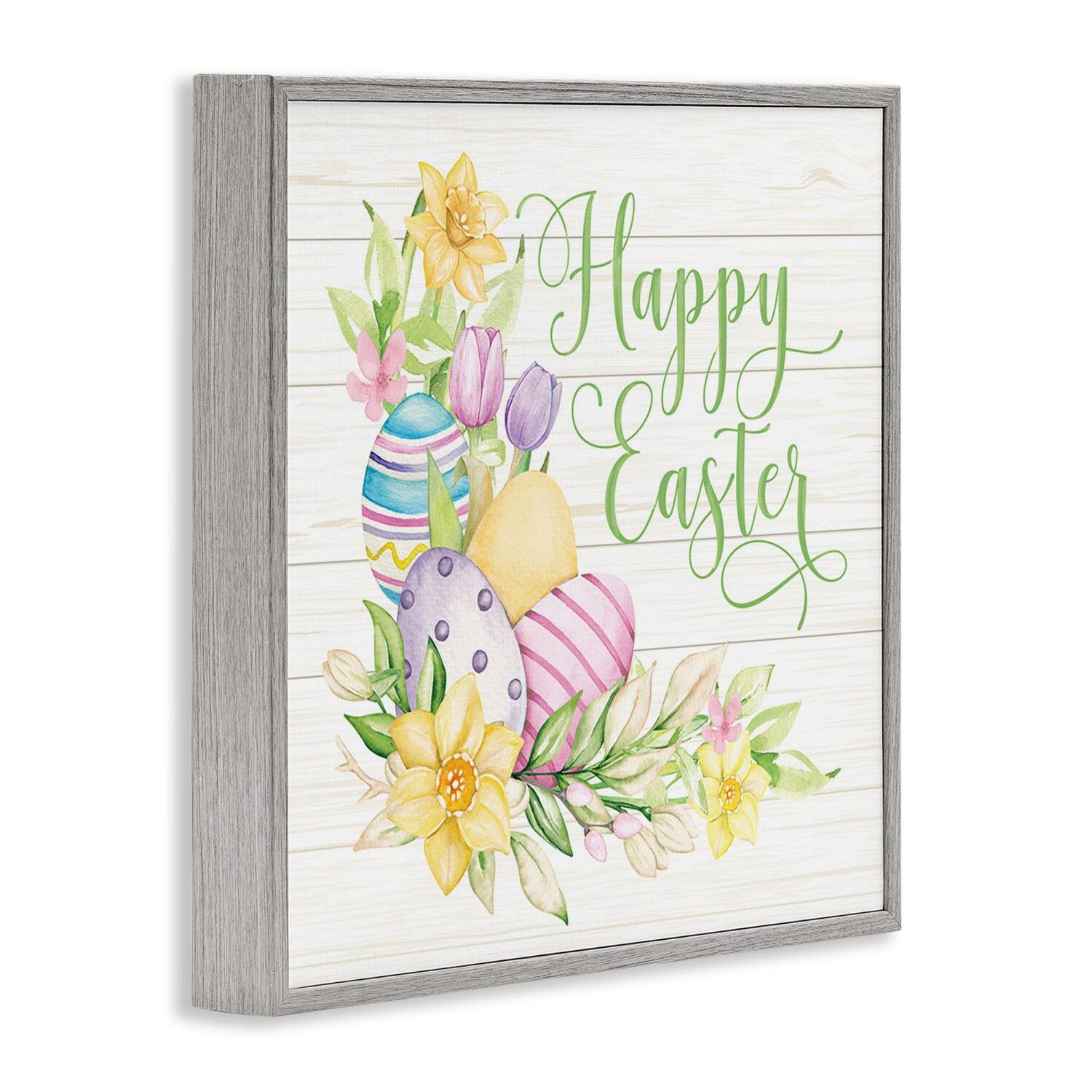 Stupell Industries Happy Easter Daffodils Framed Giclee Art