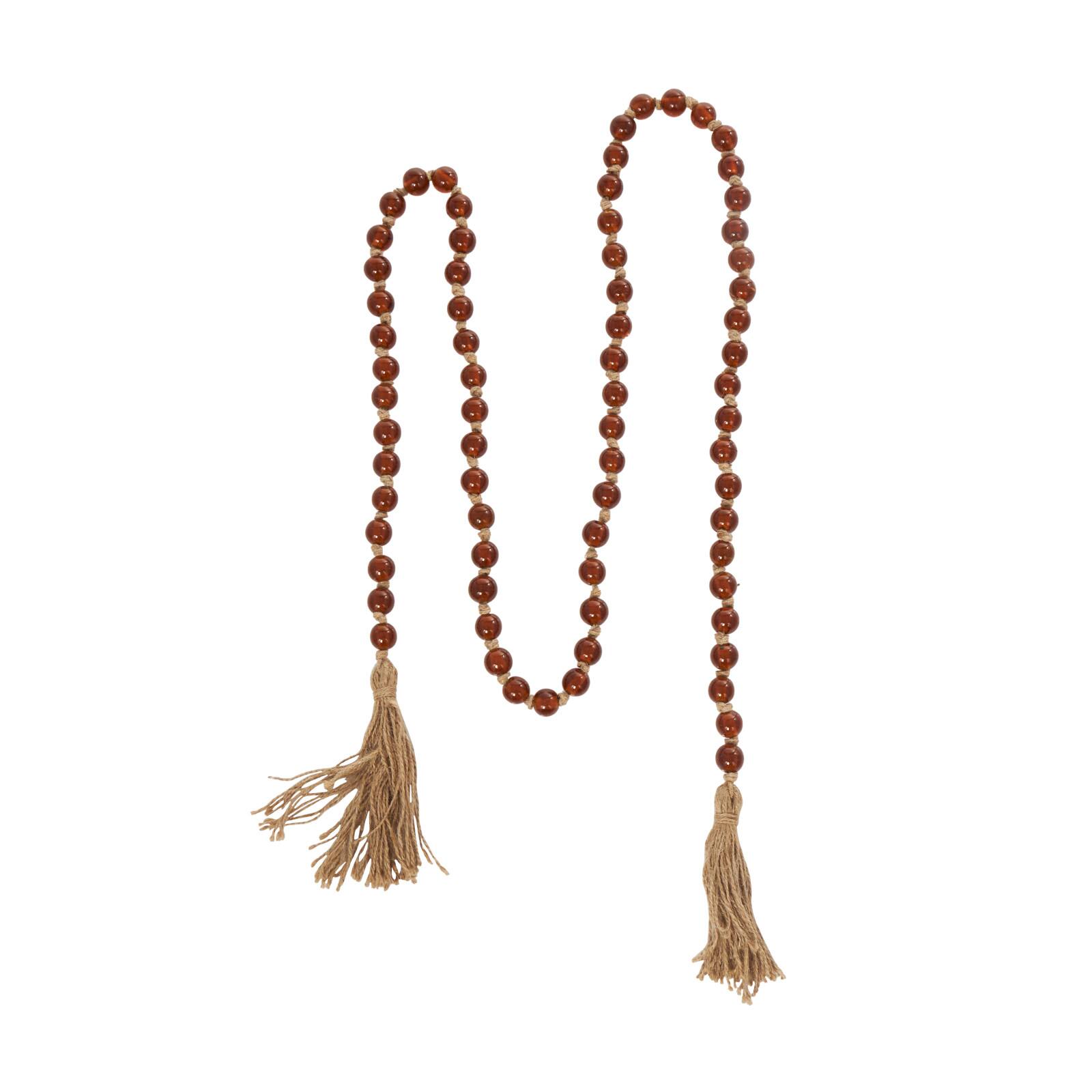 83" Glass Handmade Round Long Beaded Garland with Jute Tassel