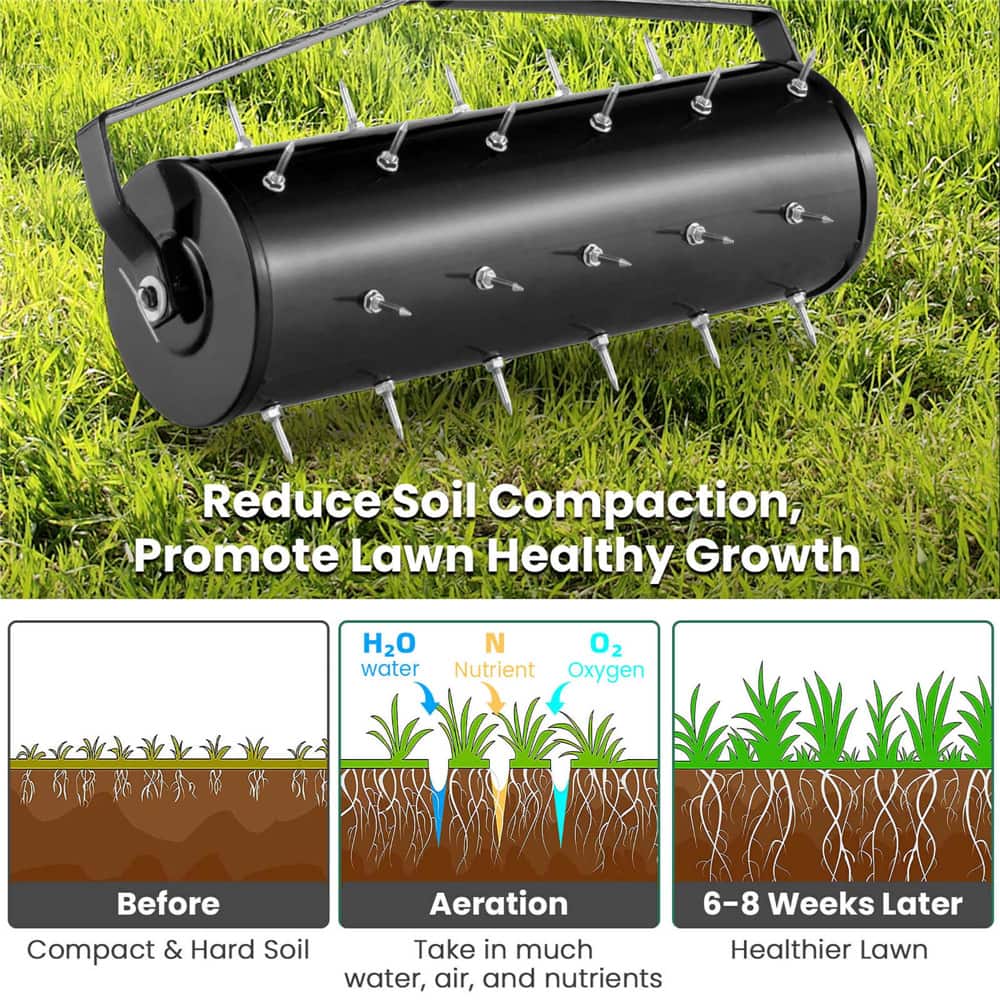 Costway 21" Heavy Duty Manual Rolling Lawn Aerator Tool with Handle