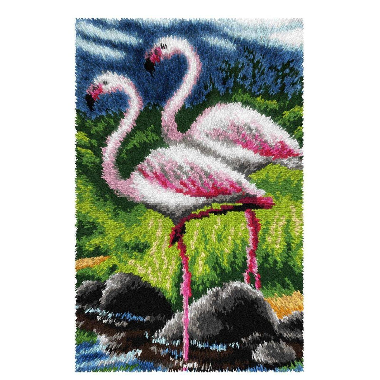 Orchidea Flamingos Latch-Hook Rug Kit 