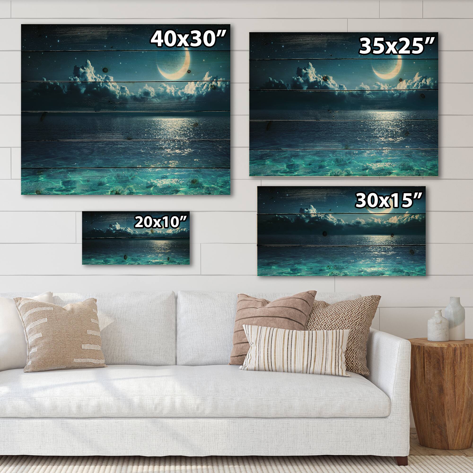 Designart - Romantic Moon Over Deep Blue Sea I