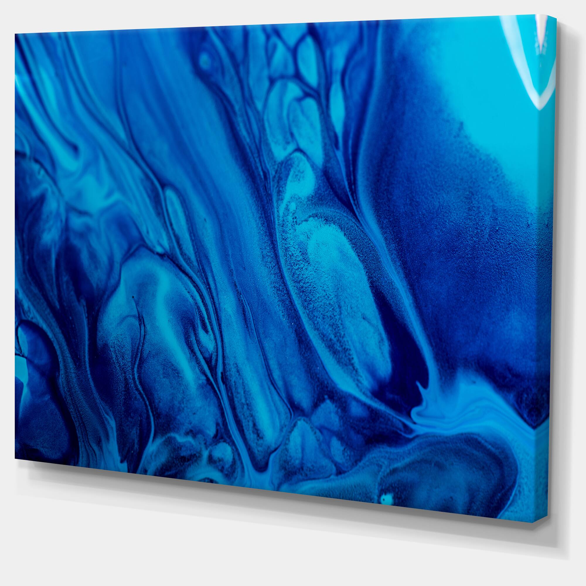 Designart - Dark Blue Abstract Acrylic Paint Mix