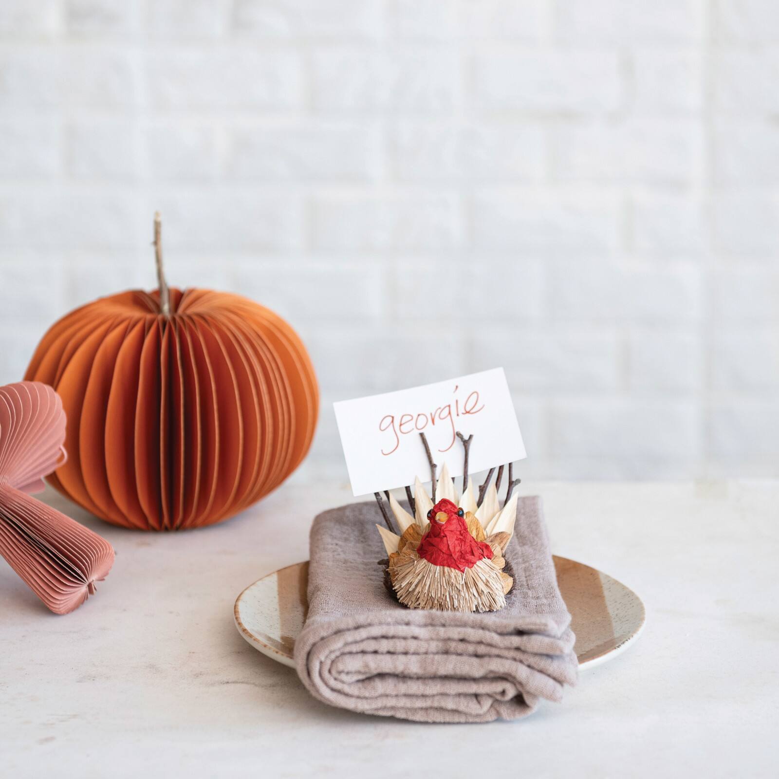 Hello Honey® 3" Dried Natural Corn Husk Turkey Place Card Holders, 3ct.