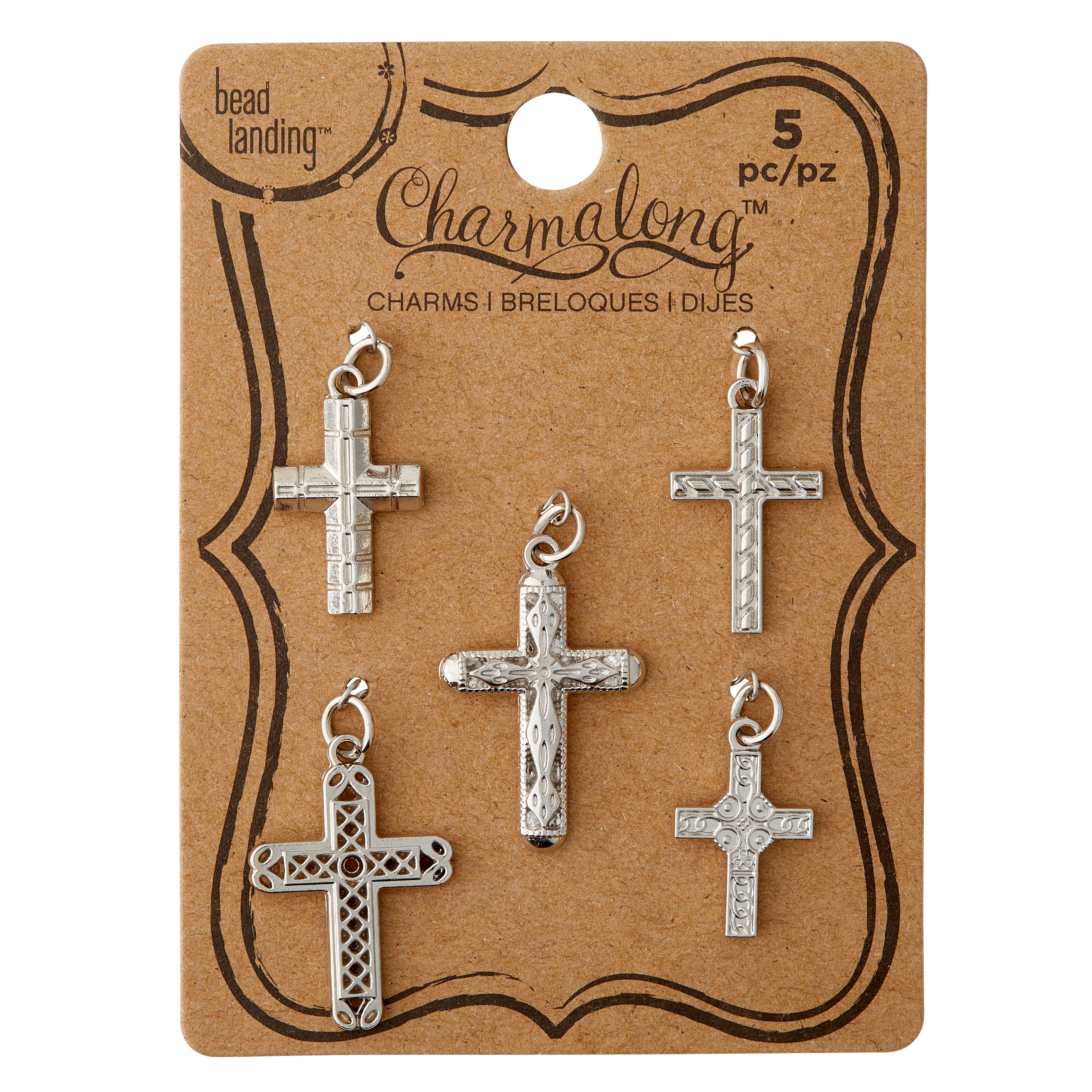12 Packs: 5 ct. (60 total) Assorted Metal Cross Charms by Bead Landing™