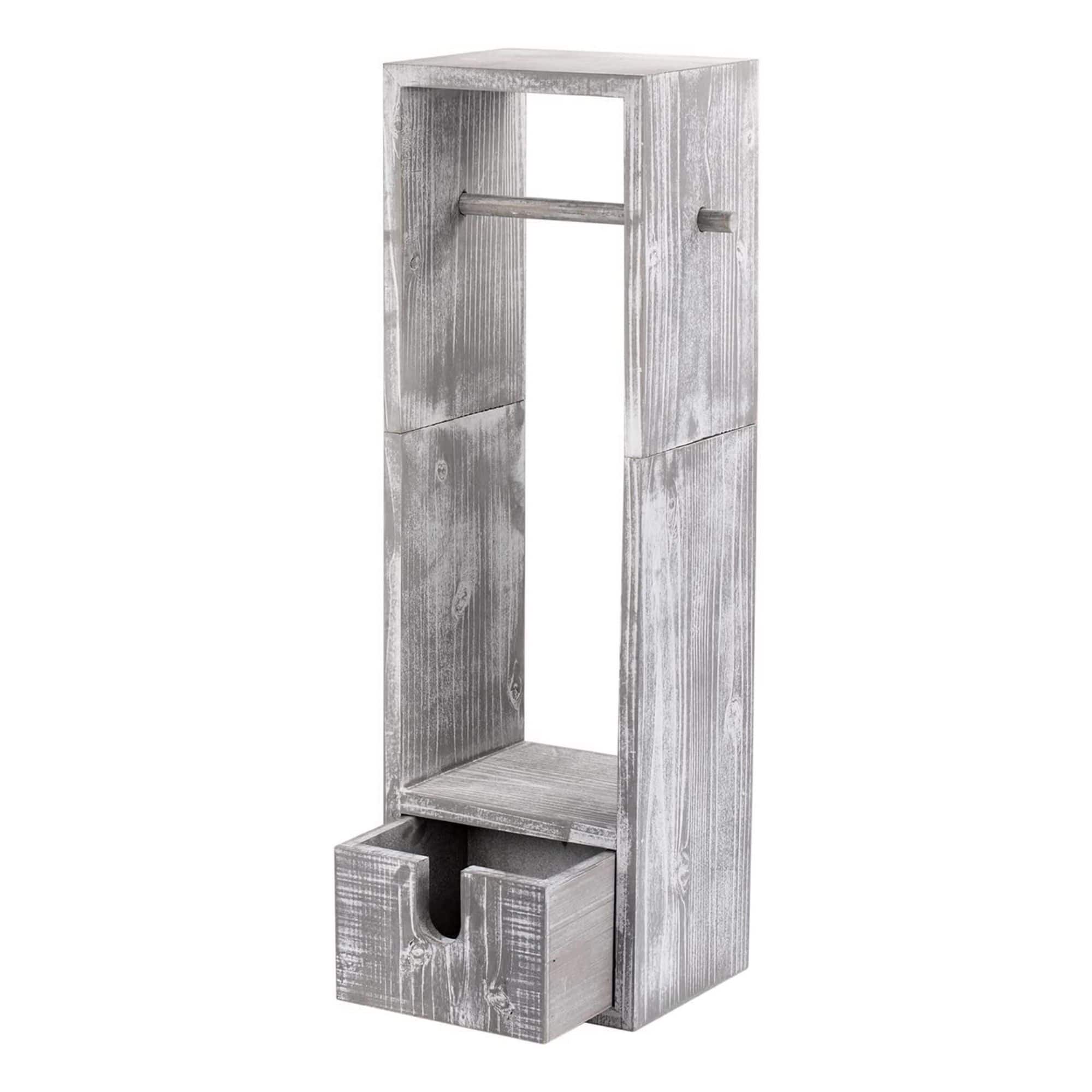 Rustic White Toilet Paper Dispenser with Storage & Drawer
