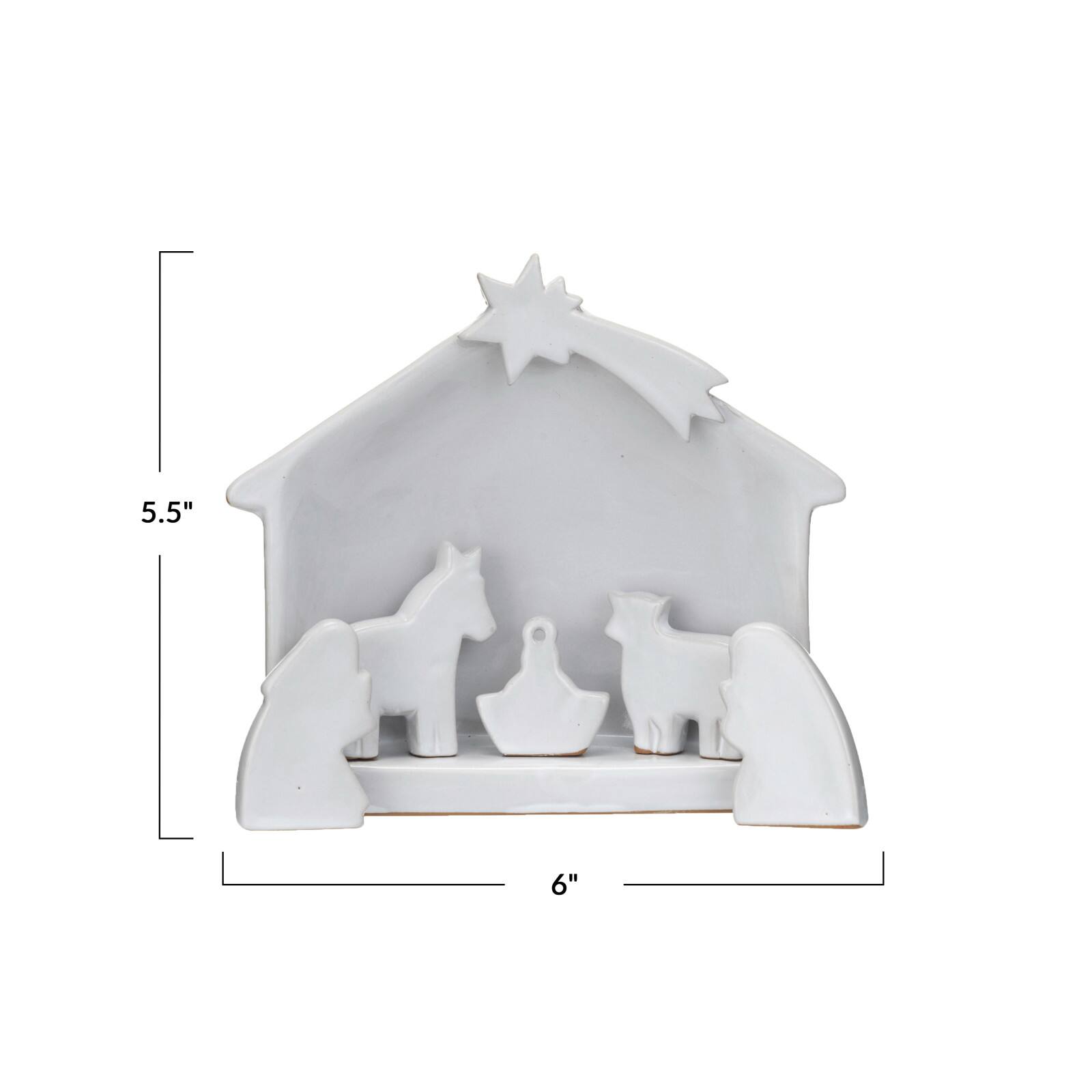 Hello Honey® 5.5" White Stoneware Nativity Set in Reactive Glaze