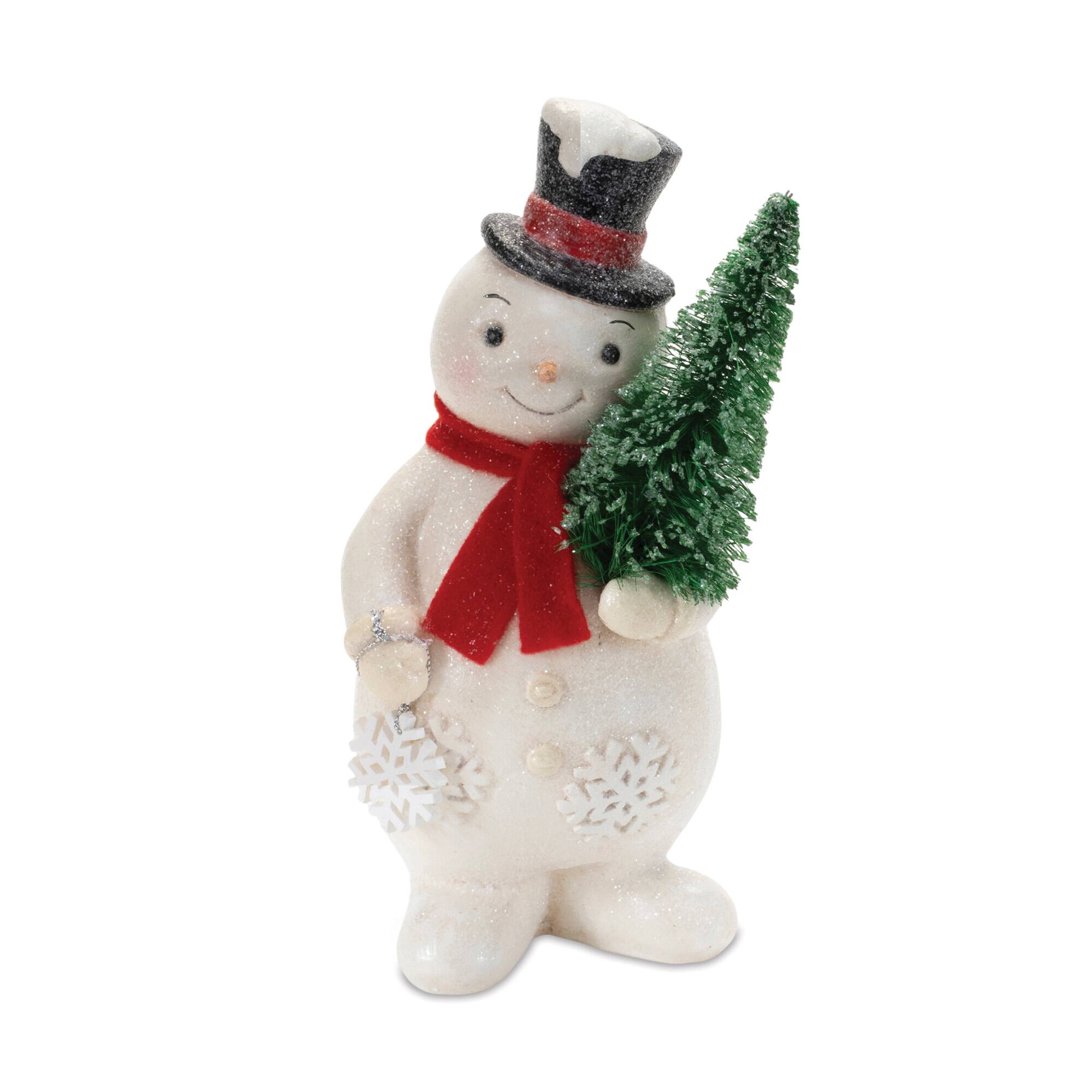 Glittered Snowman Figurine Set