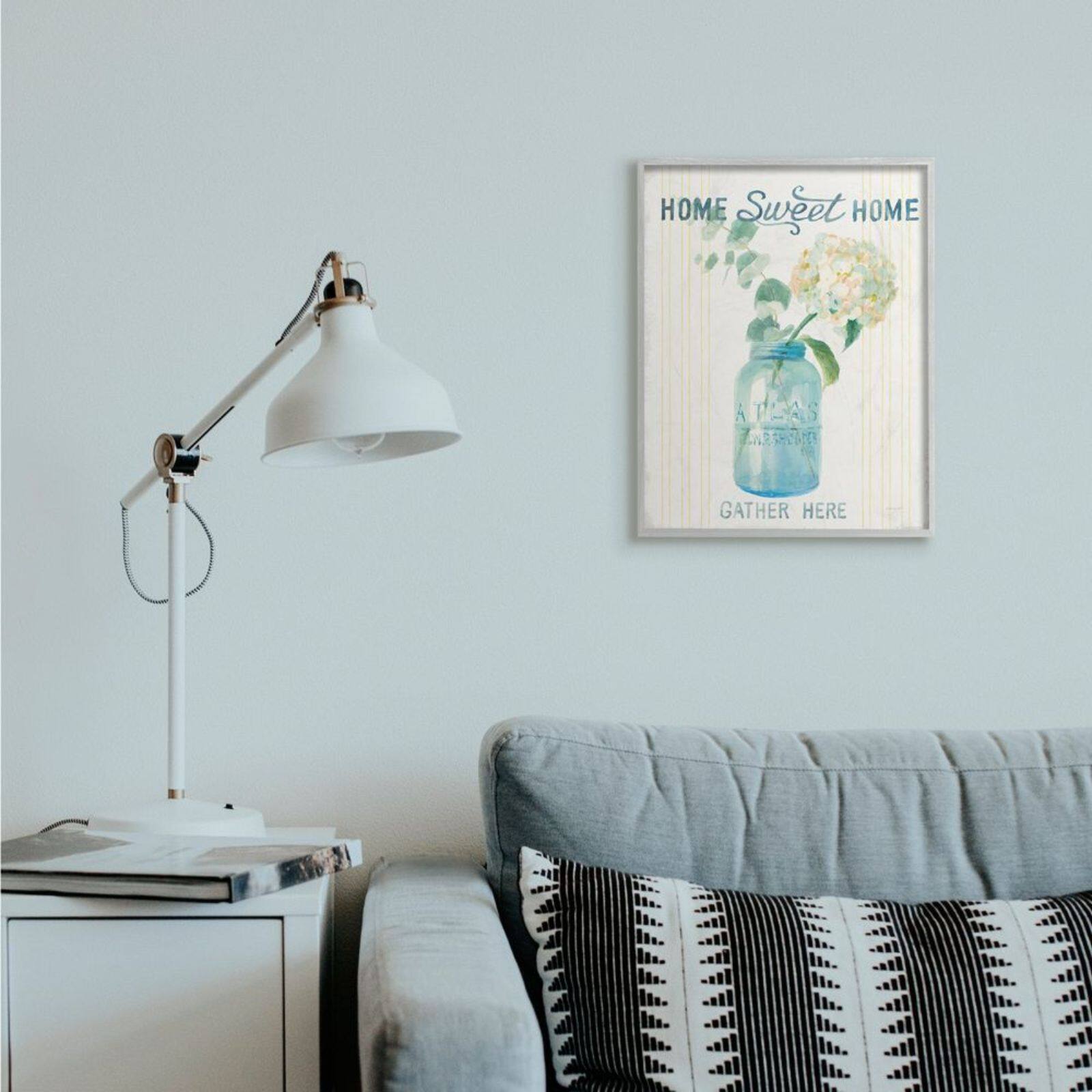 Stupell Industries Home Sweet Home Bouquet in Blue Jar Framed Wall Art