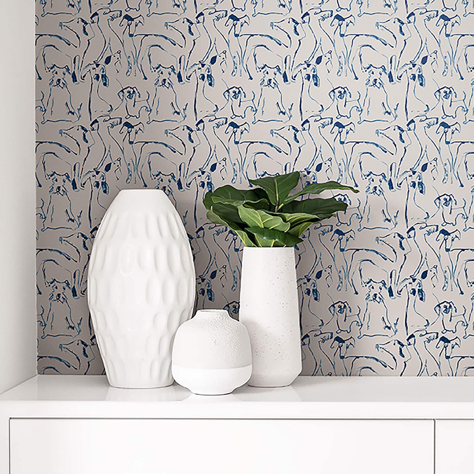 Surface Style Dog Doodle Ink Peel & Stick Wallpaper