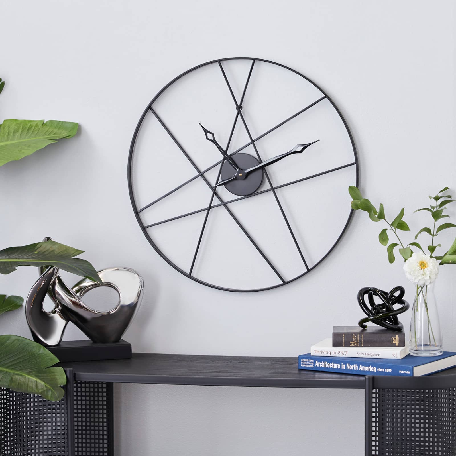 CosmoLiving by Cosmopolitan 24" Black Metal Contemporary Wall Clock
