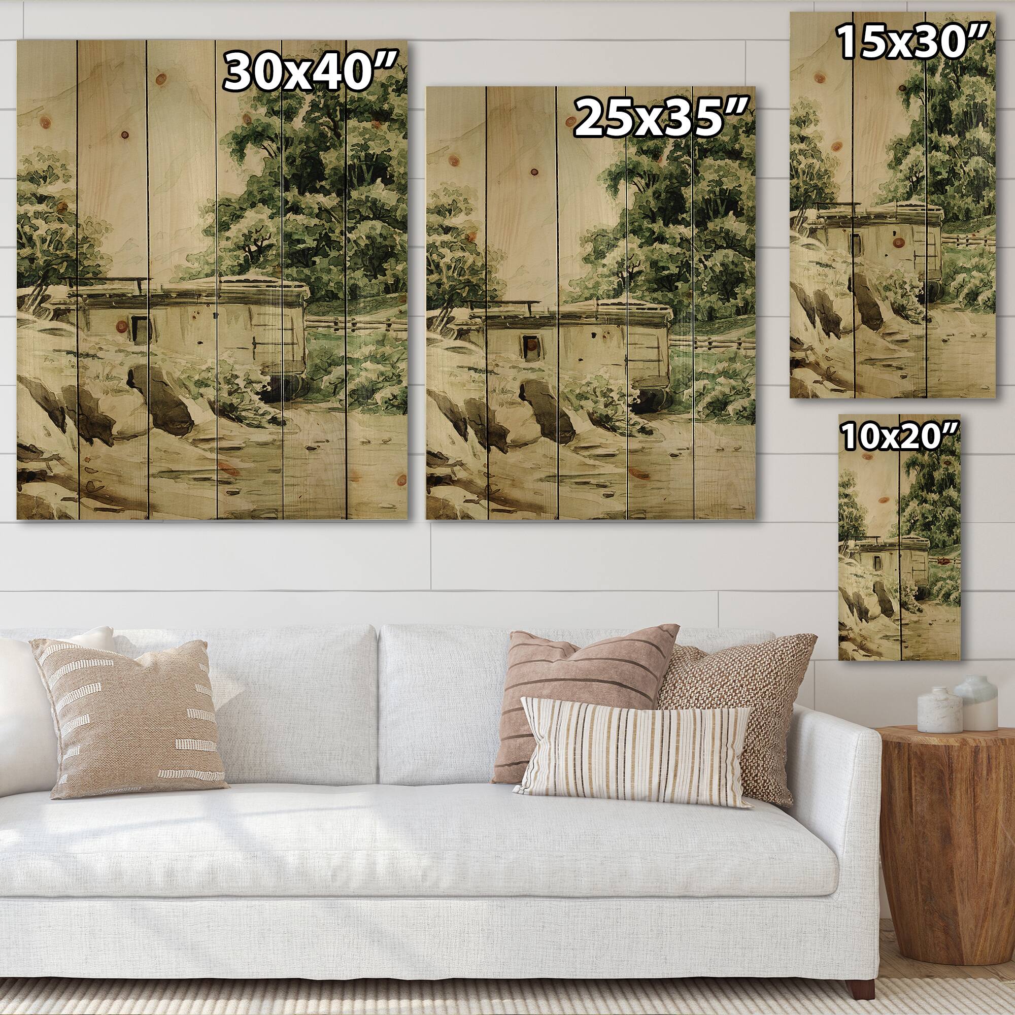 Designart - Cabin In The Mountains - Cabin & Lodge Print on Natural Pine Wood