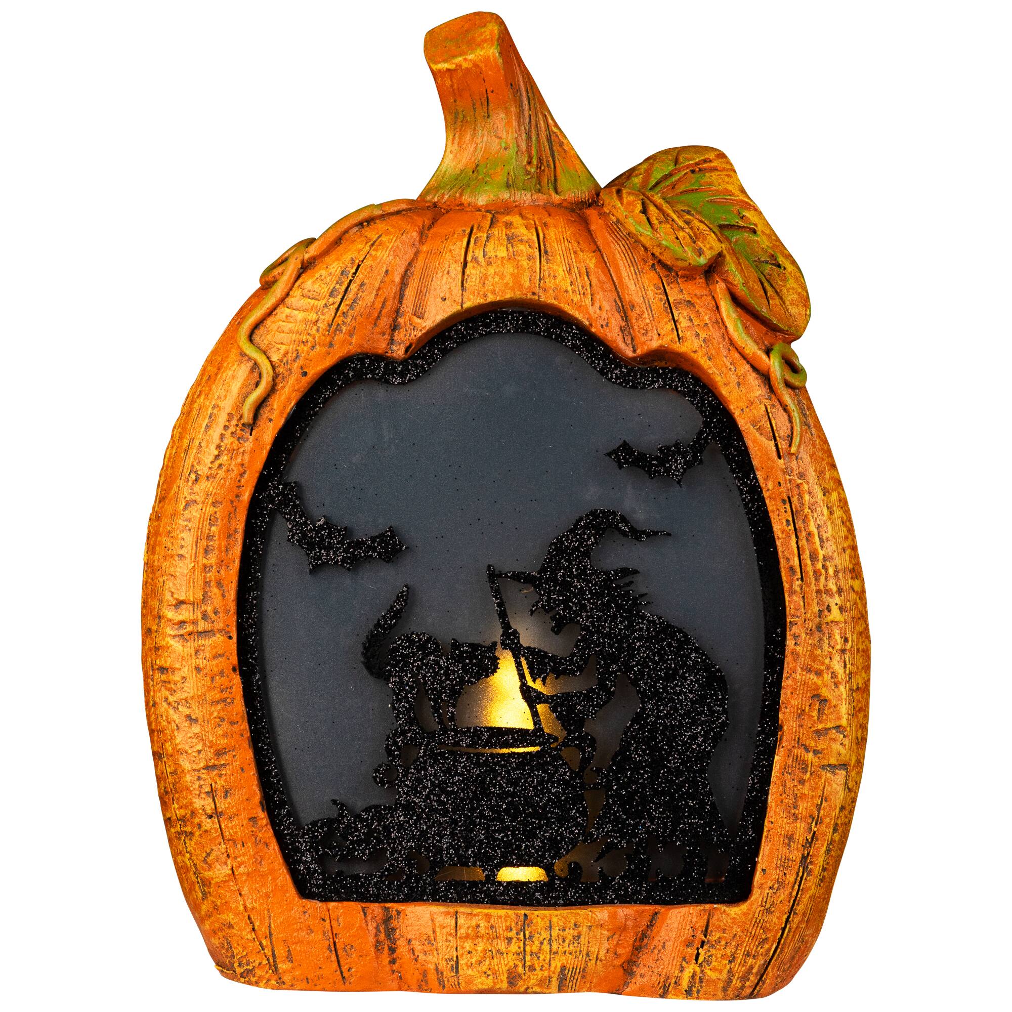 Northlight 13" Witch Stirring Flickering Cauldron Scene Inside Pumpkin Halloween Décor in Orange/Black | Michaels®