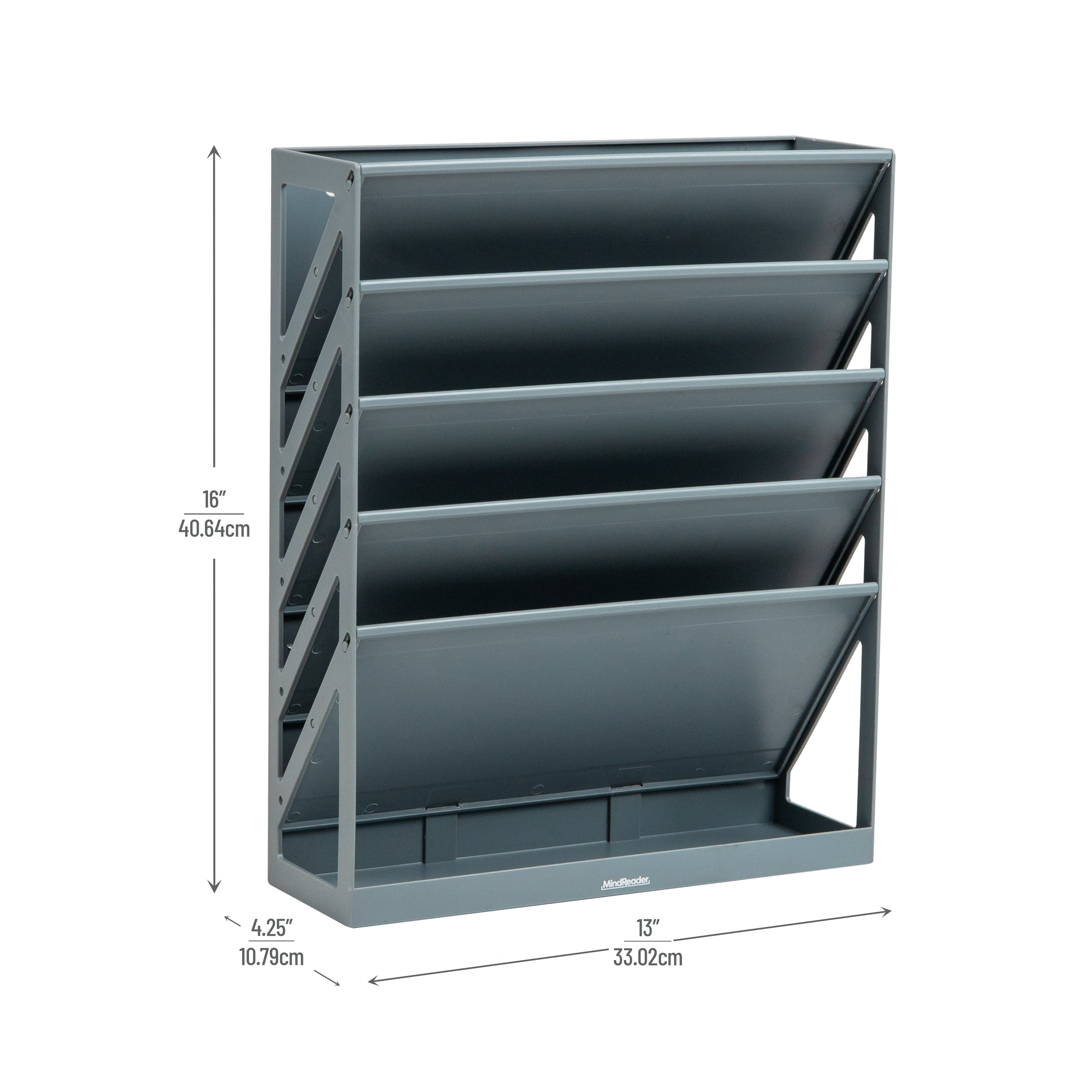 Mind Reader 5-Tier Vertical File Storage, Desktop Organizer, Wall Mount, Office, Plastic