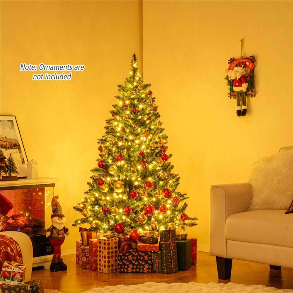 Costway 5 ft Pre-Lit Artificial Christmas Tree, Warm White LED Lights