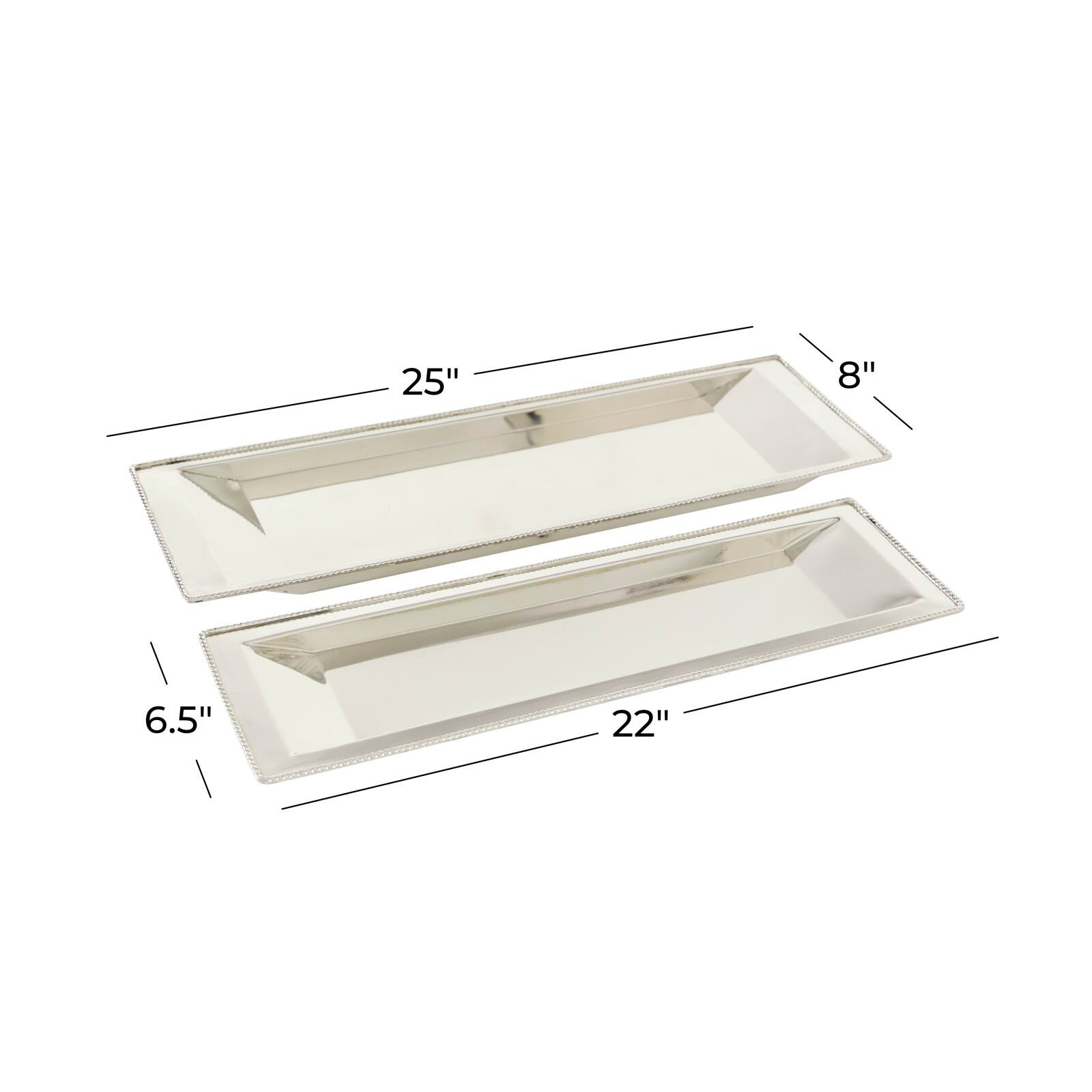 Set of 2" White Stainless Steel Traditional Tray, 22", 25"