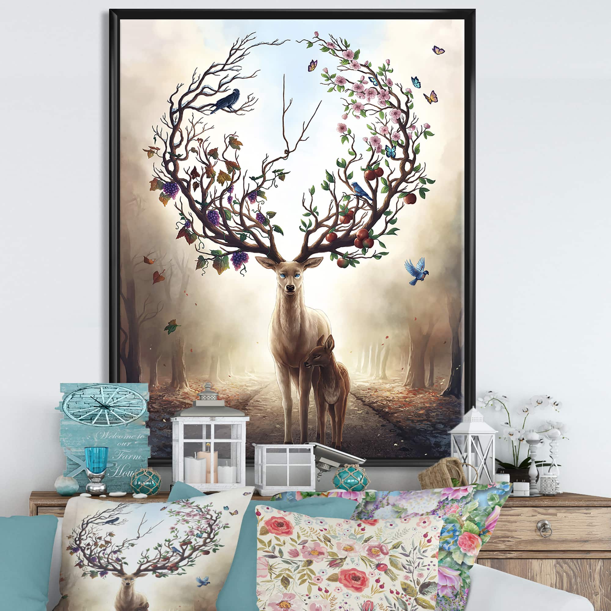 Designart - Deer With Blossoming Antlers