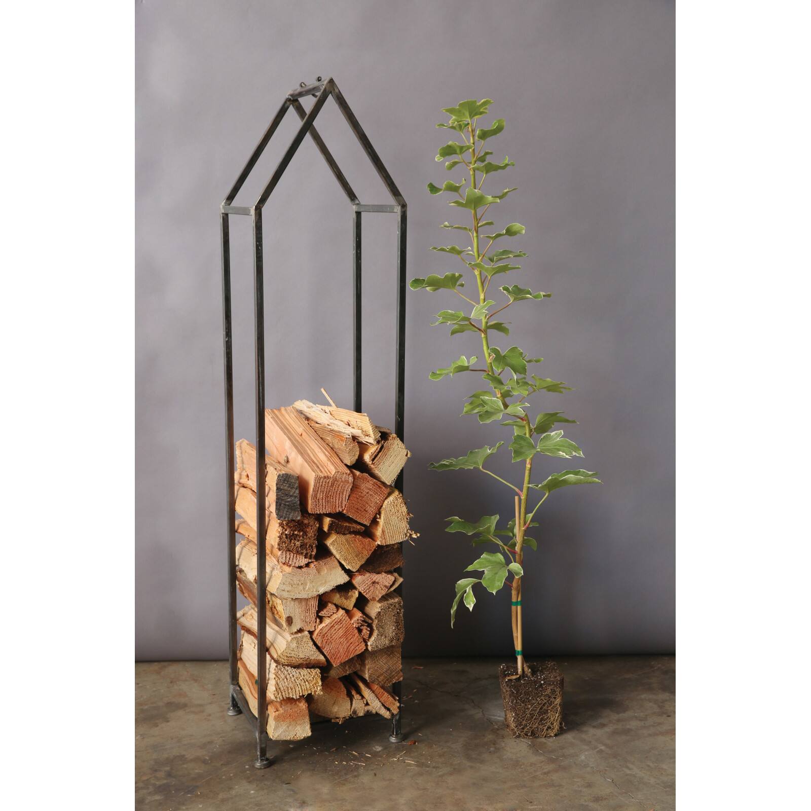 Hello Honey® 55.8" Metal House Shaped Fire Wood Holder with Handle