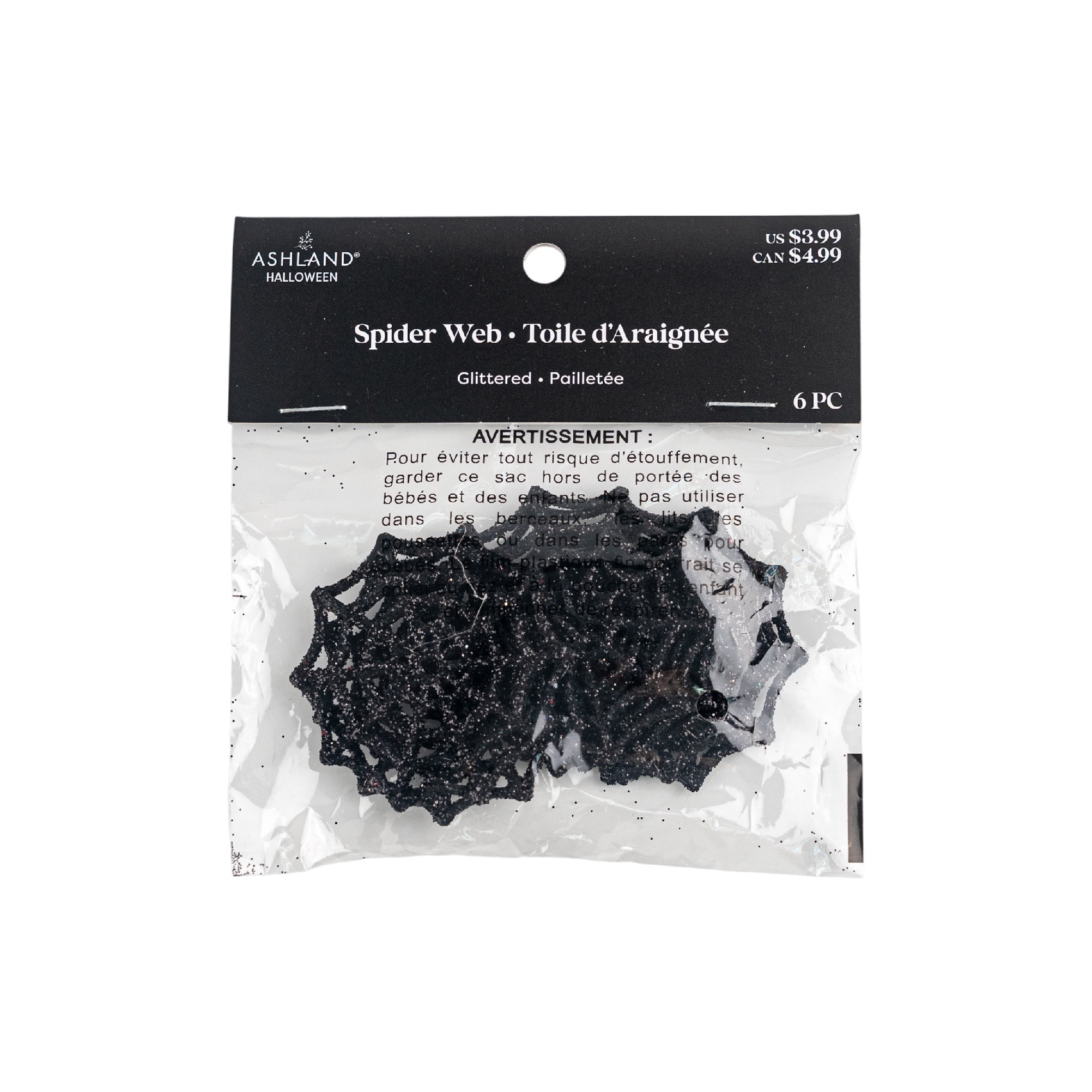 Black Glitter Spiderwebs, 6ct. by Ashland®