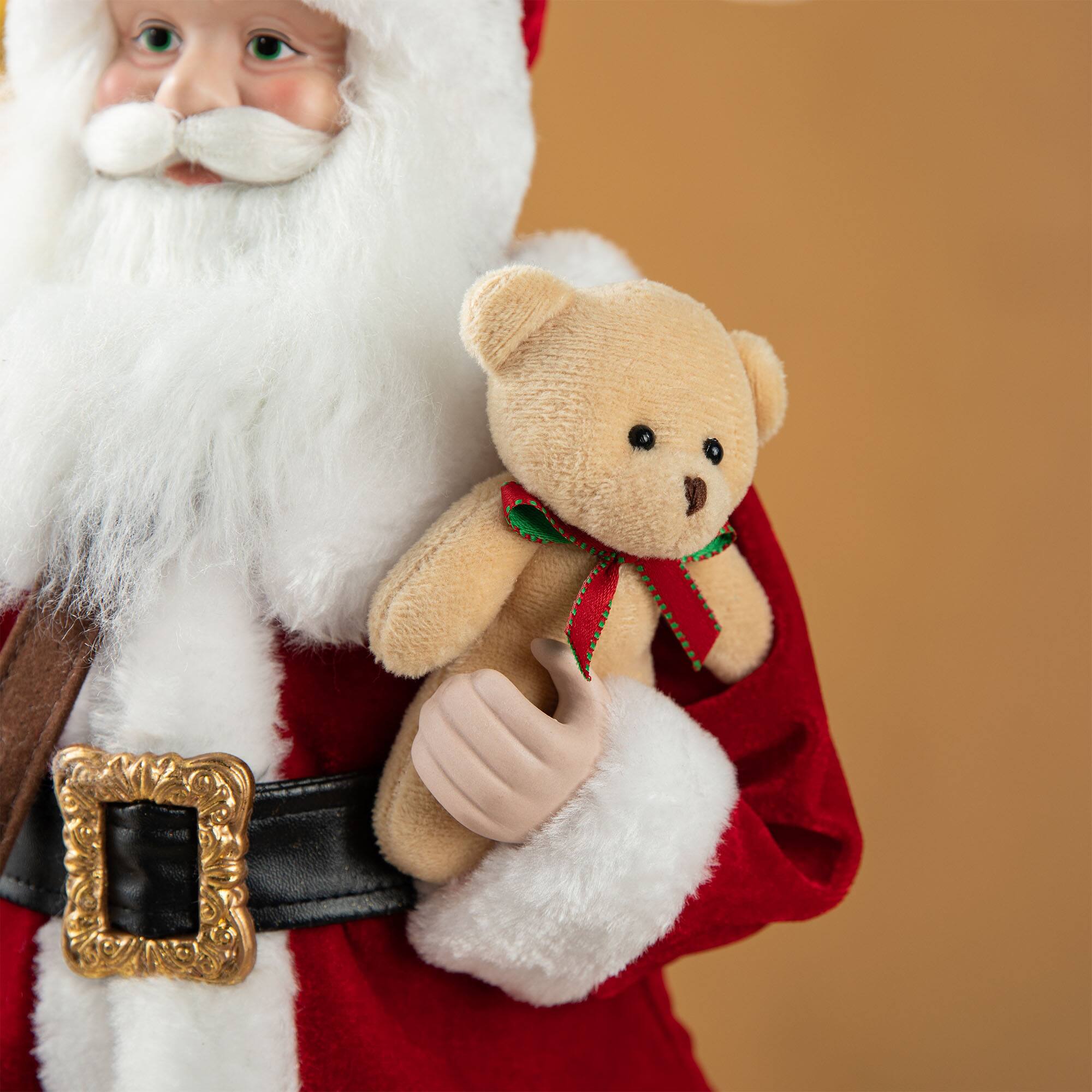 Glitzhome® 18" Faux Fur Christmas Mail Santa Figurine