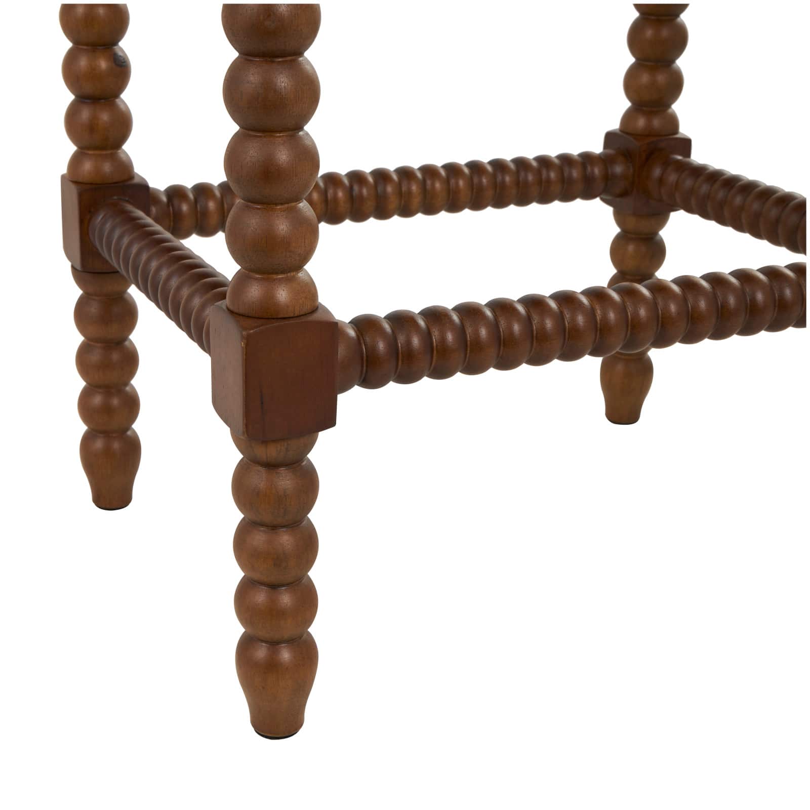 Brown Fabric Counter Stool with Wood Perle Legs & Beige Cushion