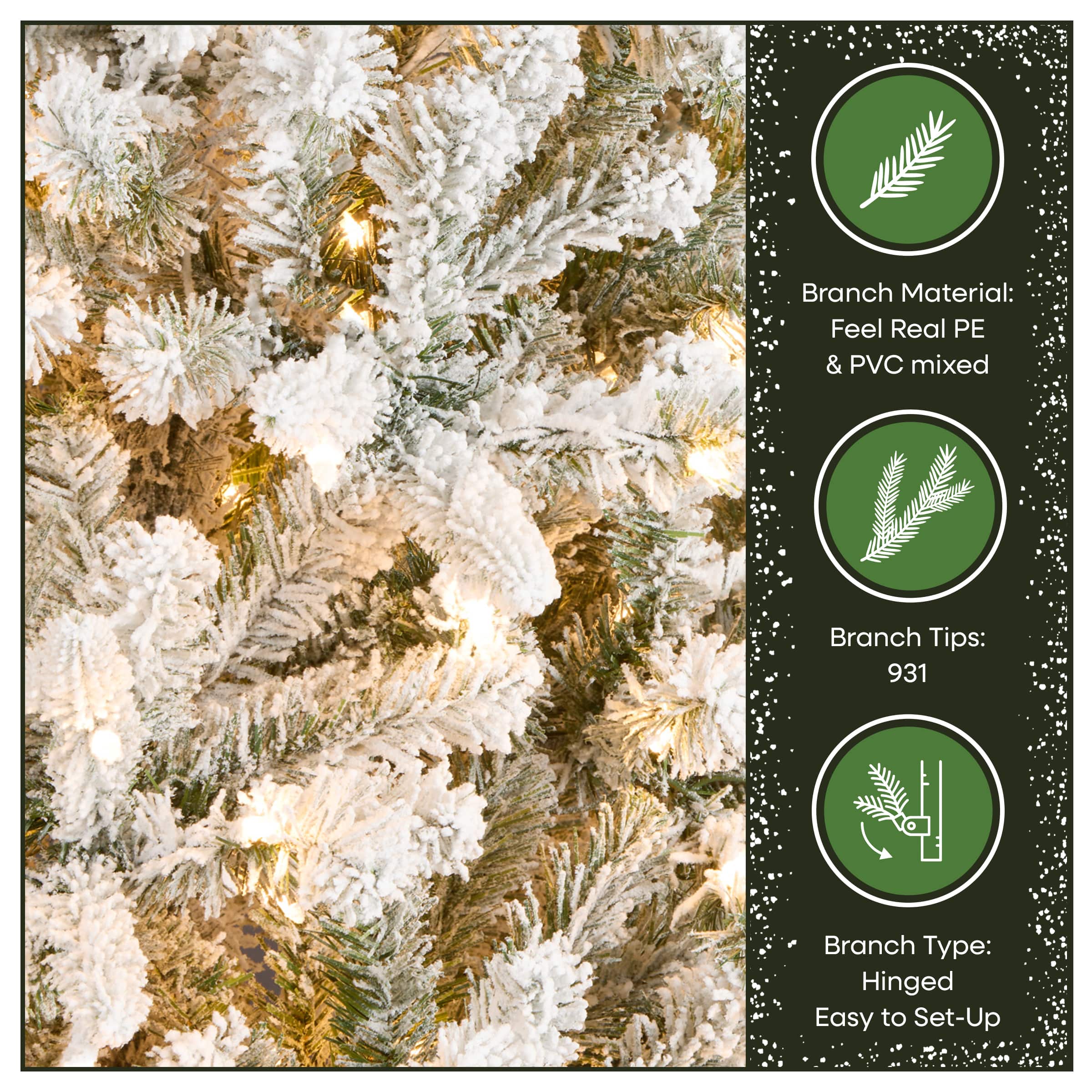 6.5ft. Pre-Lit Snowy Mixed Pine Artificial Christmas Tree, Clear Lights