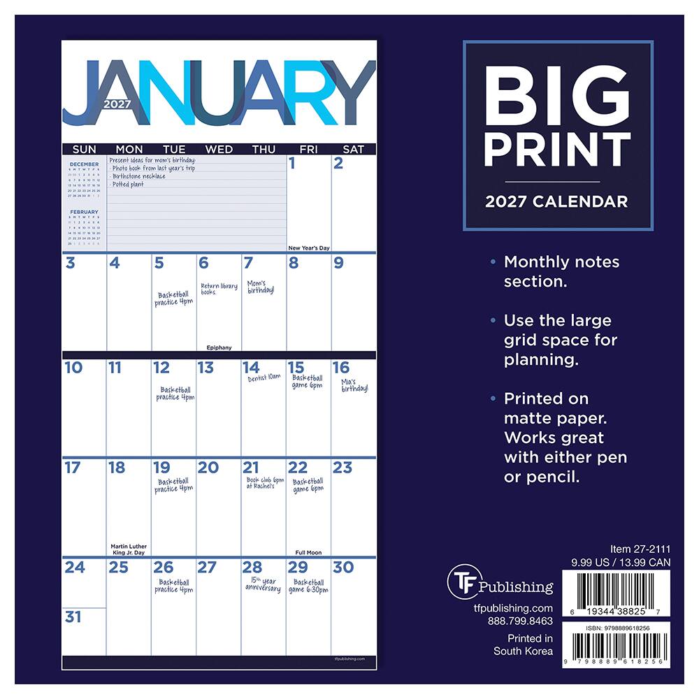 2027 Big Print Mini Calendar