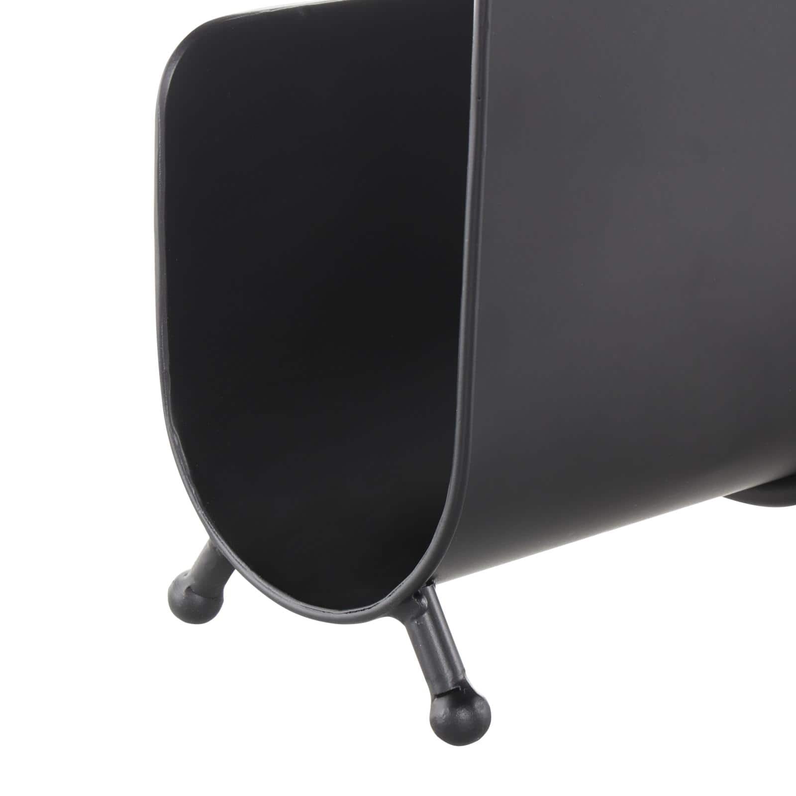 15" Black Metal Modern Decorative Magazine Holder with Loop Shaped Handle