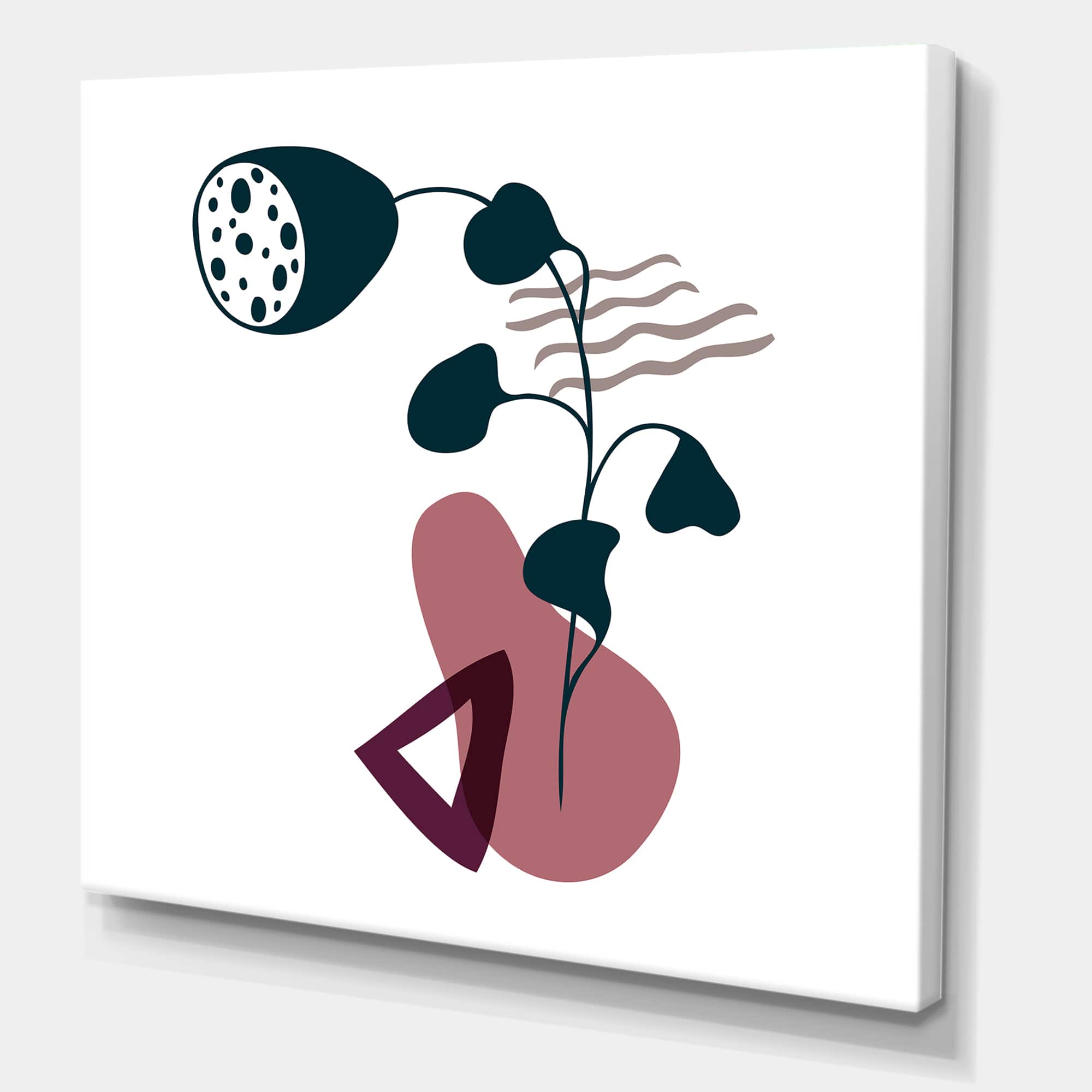 Designart - Elementary Shapes With Abstract Flowers Plants V