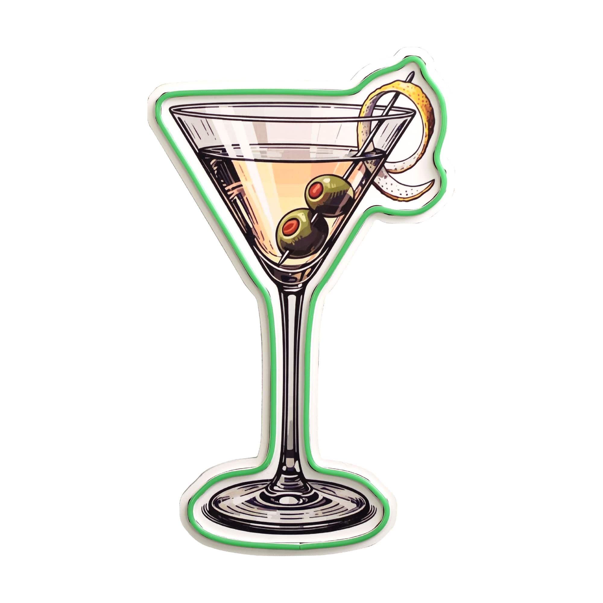 American Art Decor 12" x 20" Martini Glass LED Plaque Sign