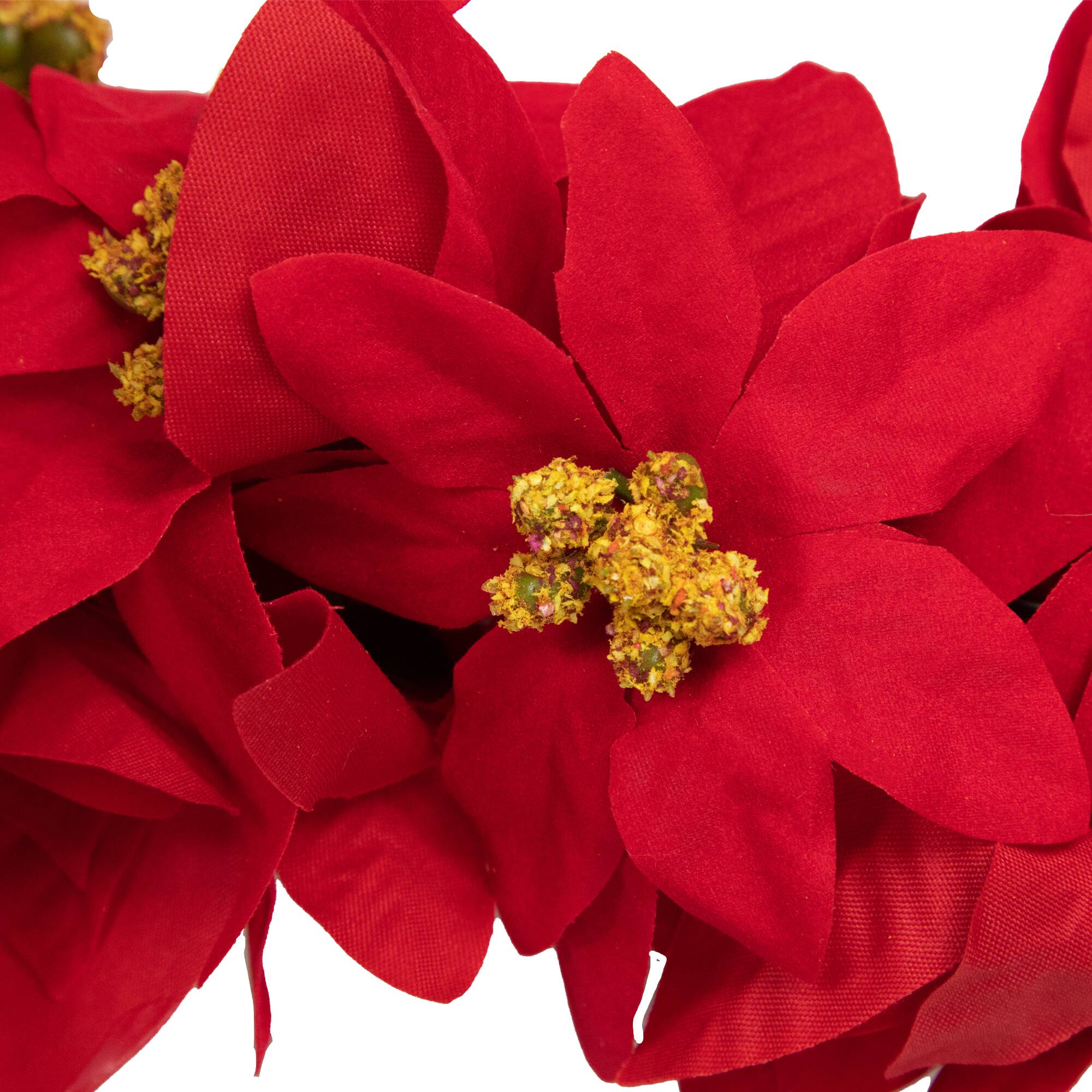 6ft. Unlit Red Poinsettia Artificial Christmas Garland