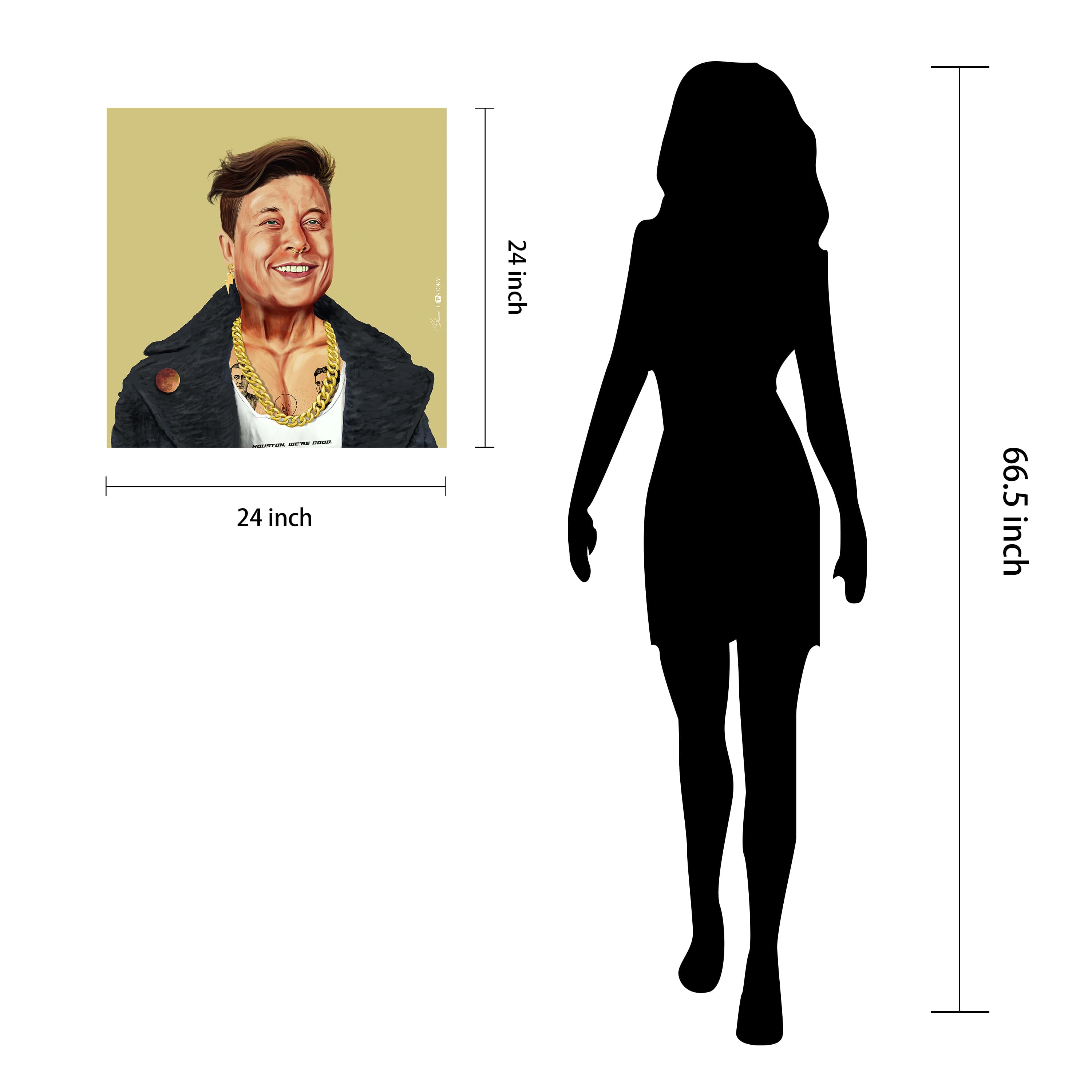 Empire Art Direct Hipstory™ 24" x 24" Hip Elon Frameless Free Floating Printed Tempered Glass Wall Art