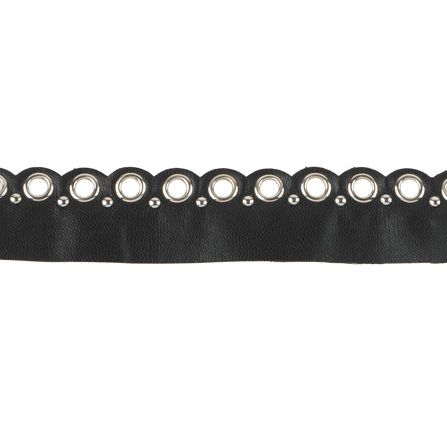 1 5/16" Black Scalloped Faux Leather Eyelet Trim by Celebrate It® Fashion Mode
