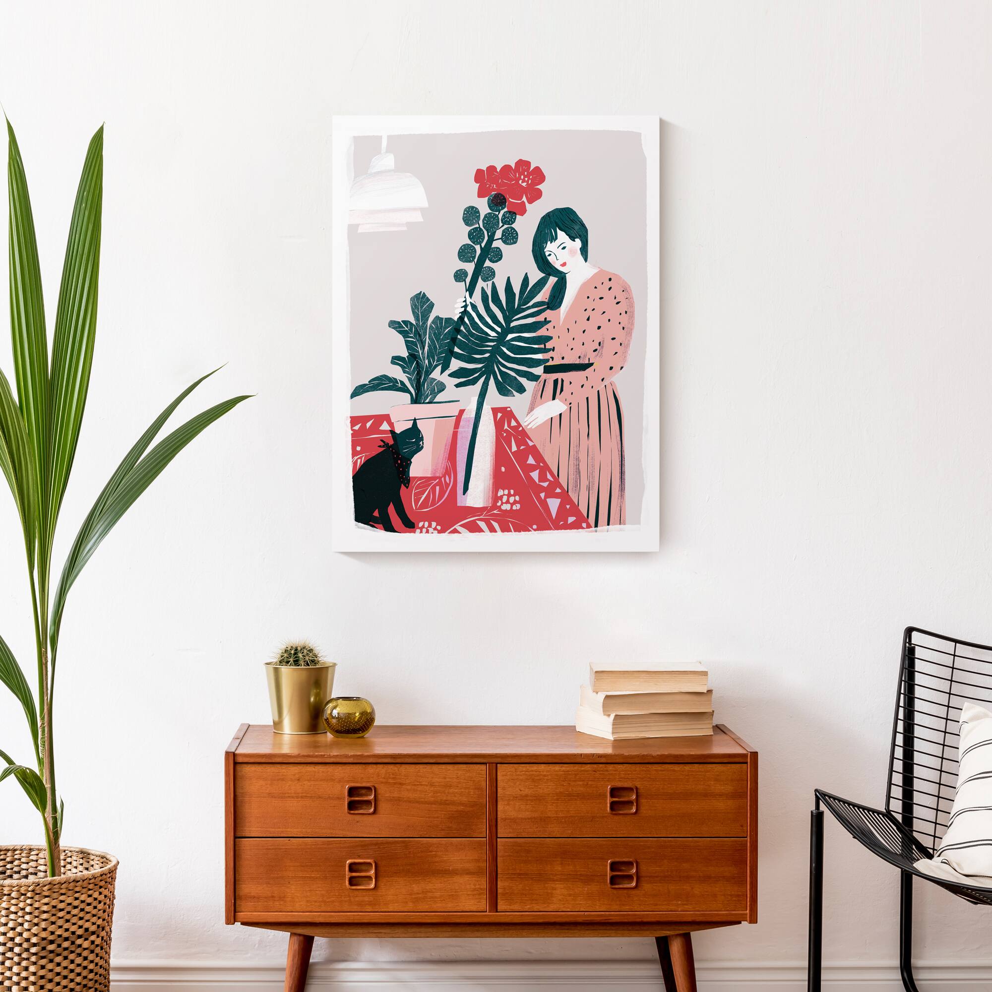 Lady with Plants Canvas Wall Art