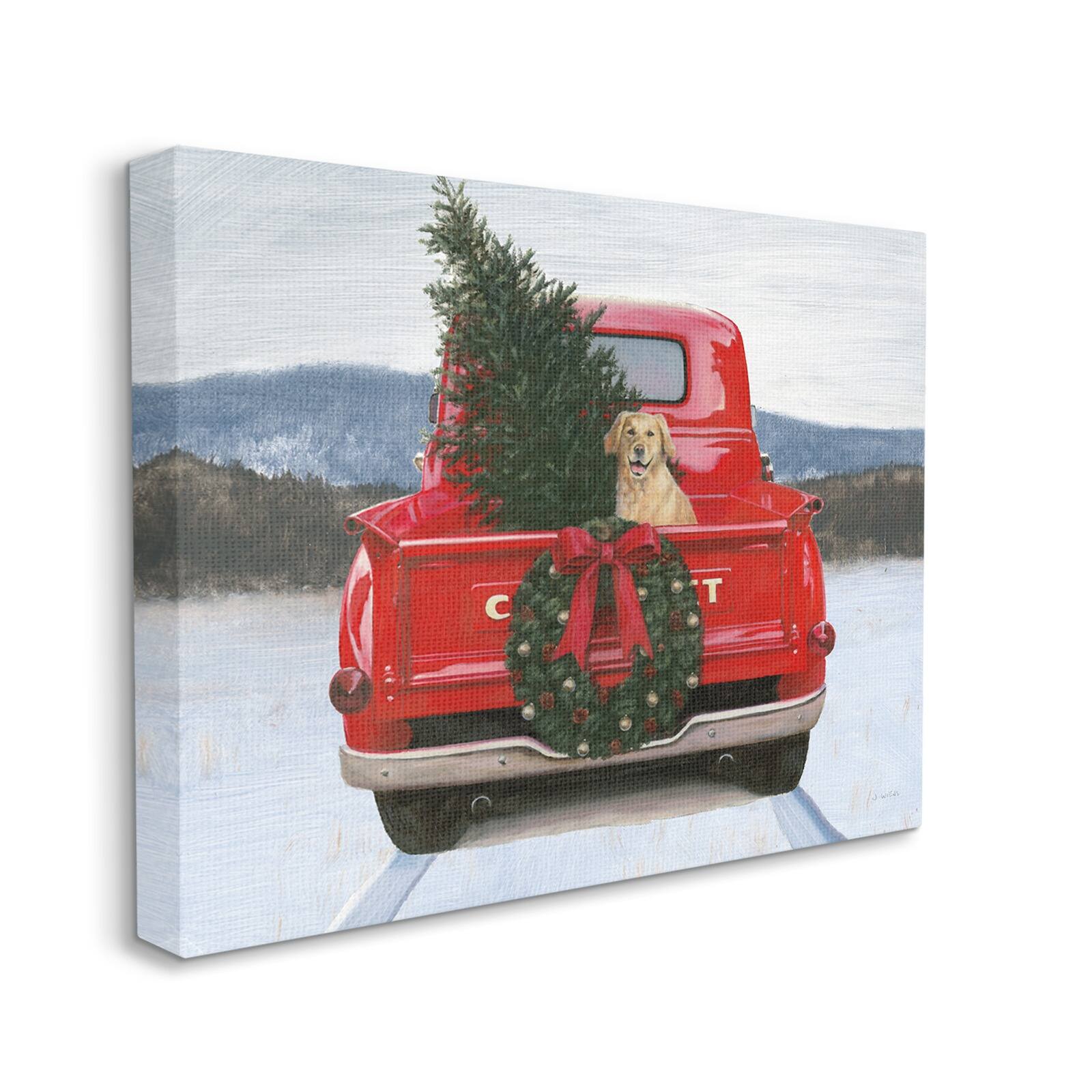 Stupell Industries Holiday Tree in Truck Canvas Wall Art