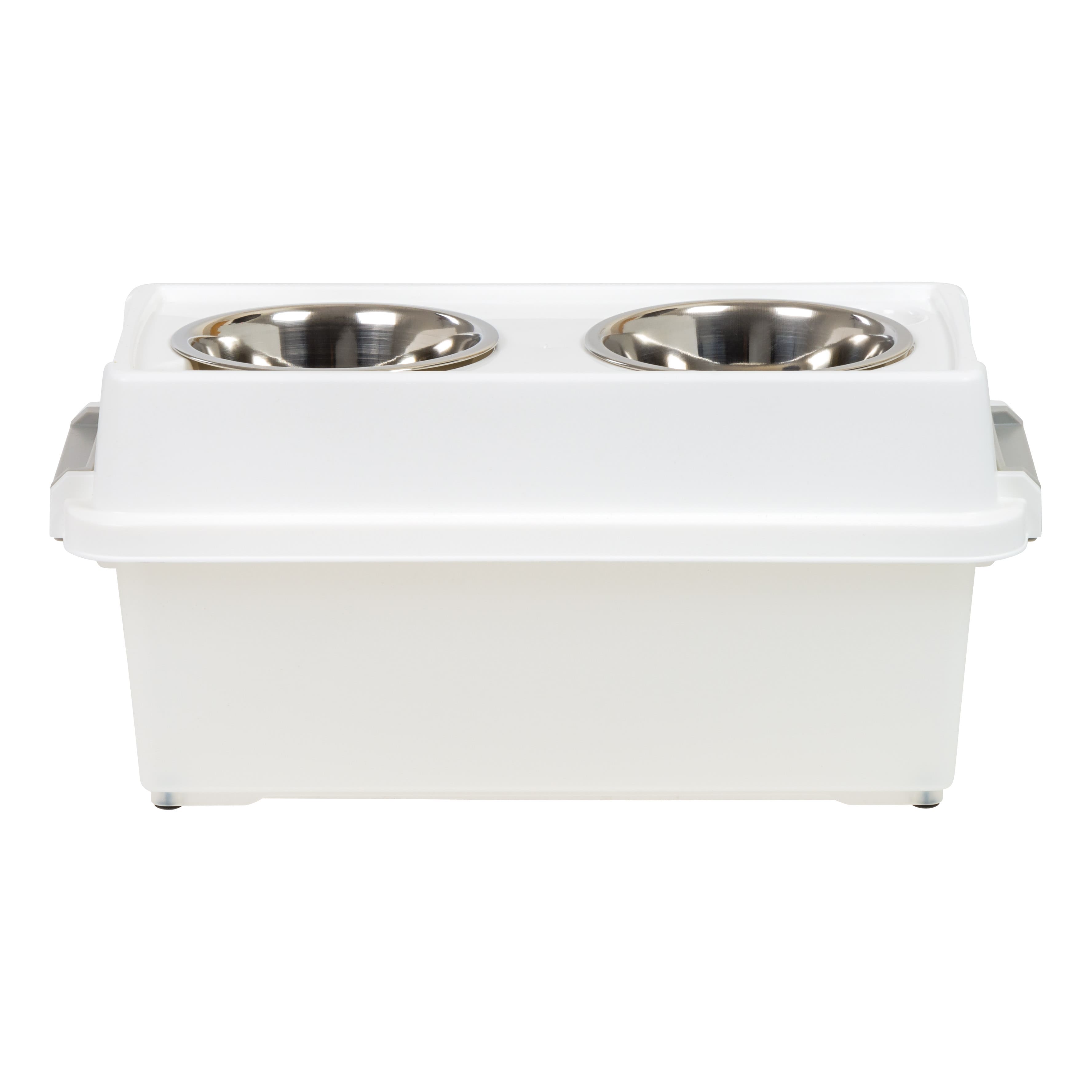 IRIS Clear, White & Gray 12qt. Airtight Elevated Feeder Storage Container