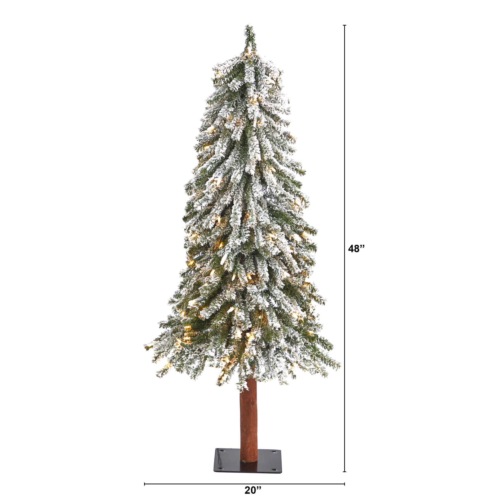 4ft. Pre-Lit Flocked Grand Alpine Artificial Christmas Tree, Clear LED Lights