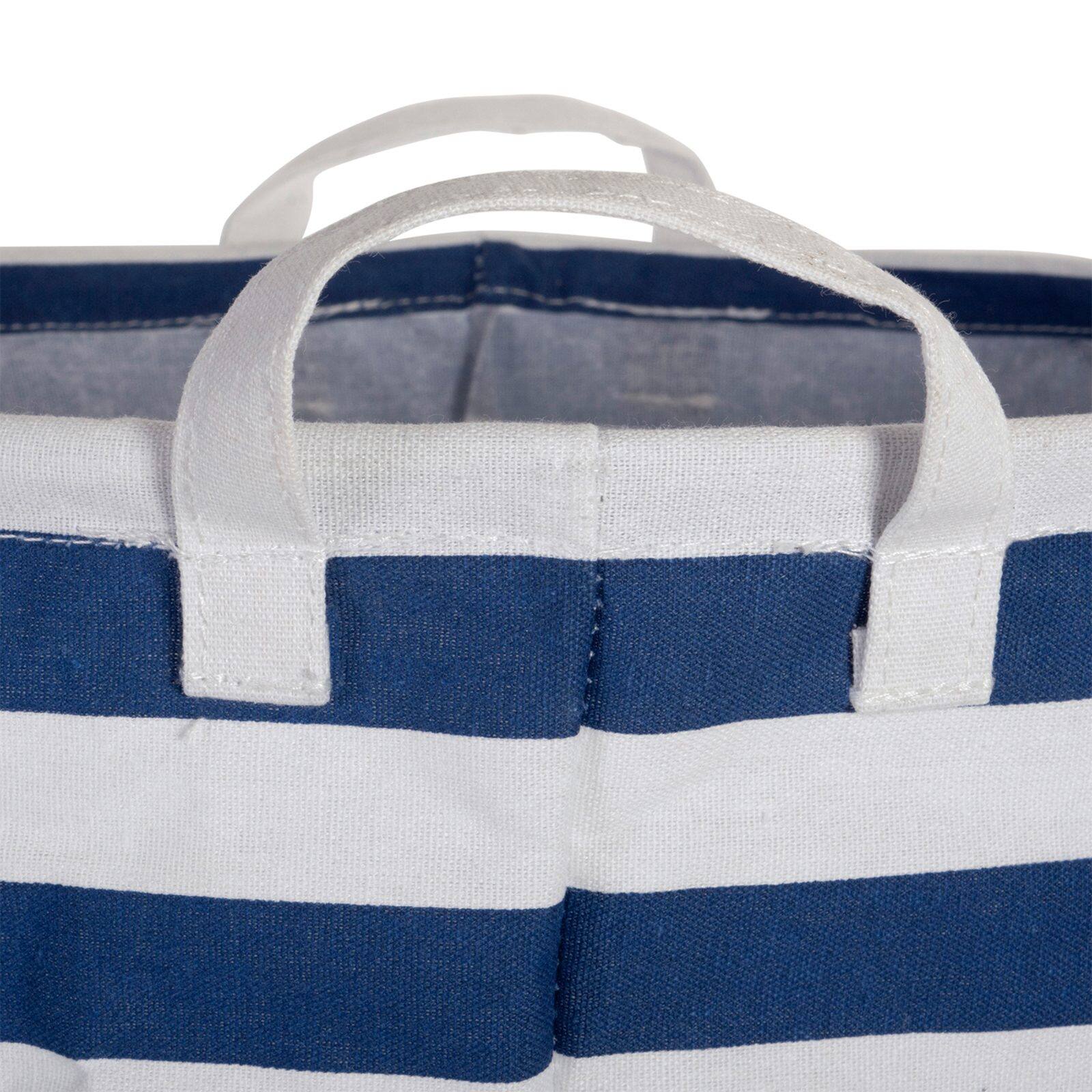 DII® Round Stripes PE-Coated Cotton Polyester Laundry Hamper
