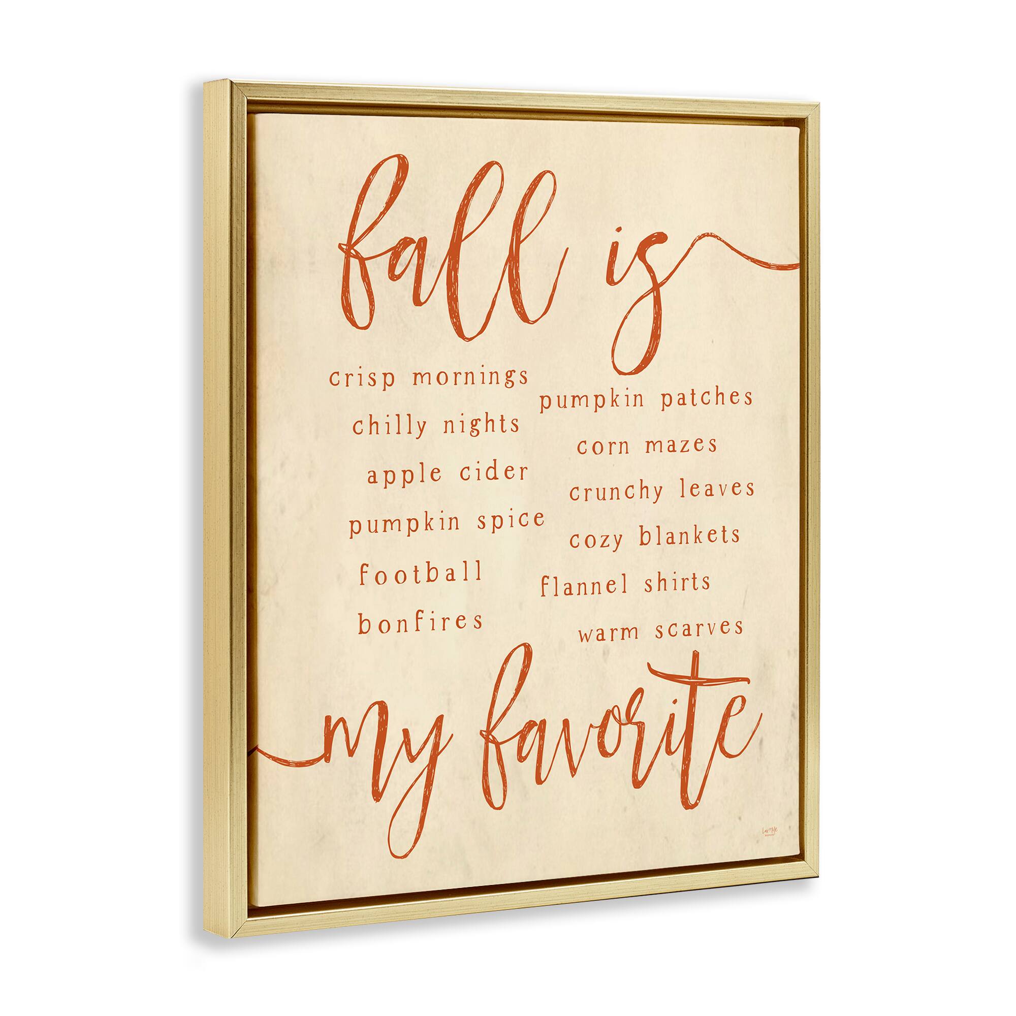 Stupell Industries Favorite Fall Activities Floater Framed Art