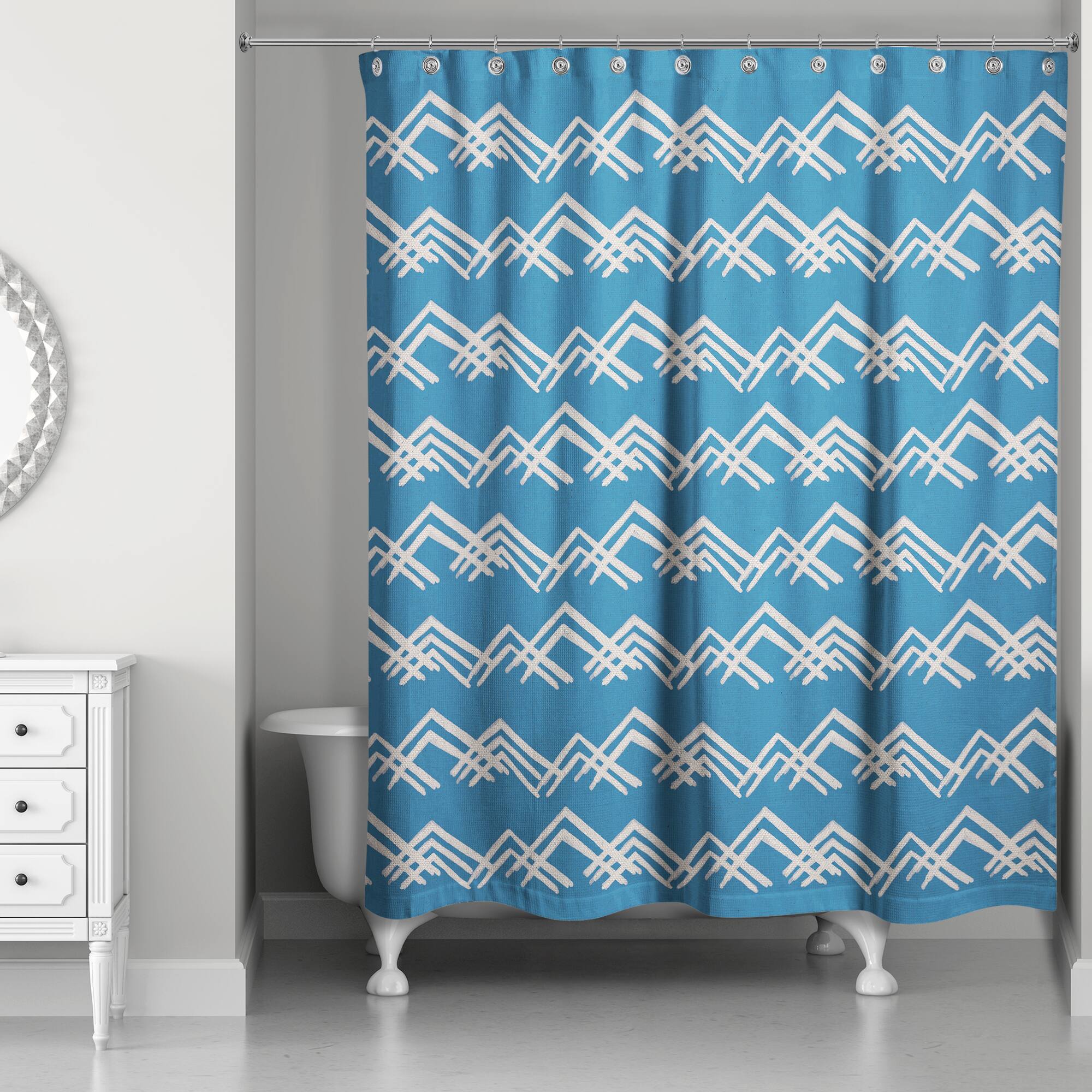 Blue Mountain Pattern Shower Curtain