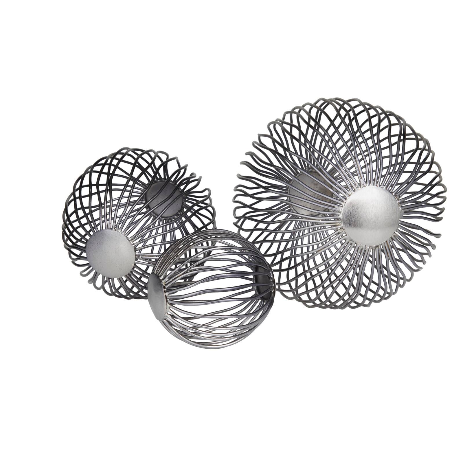 Grey Metal Contemporary Geometric Sculpture, Set of 3" 8", 6", 4"