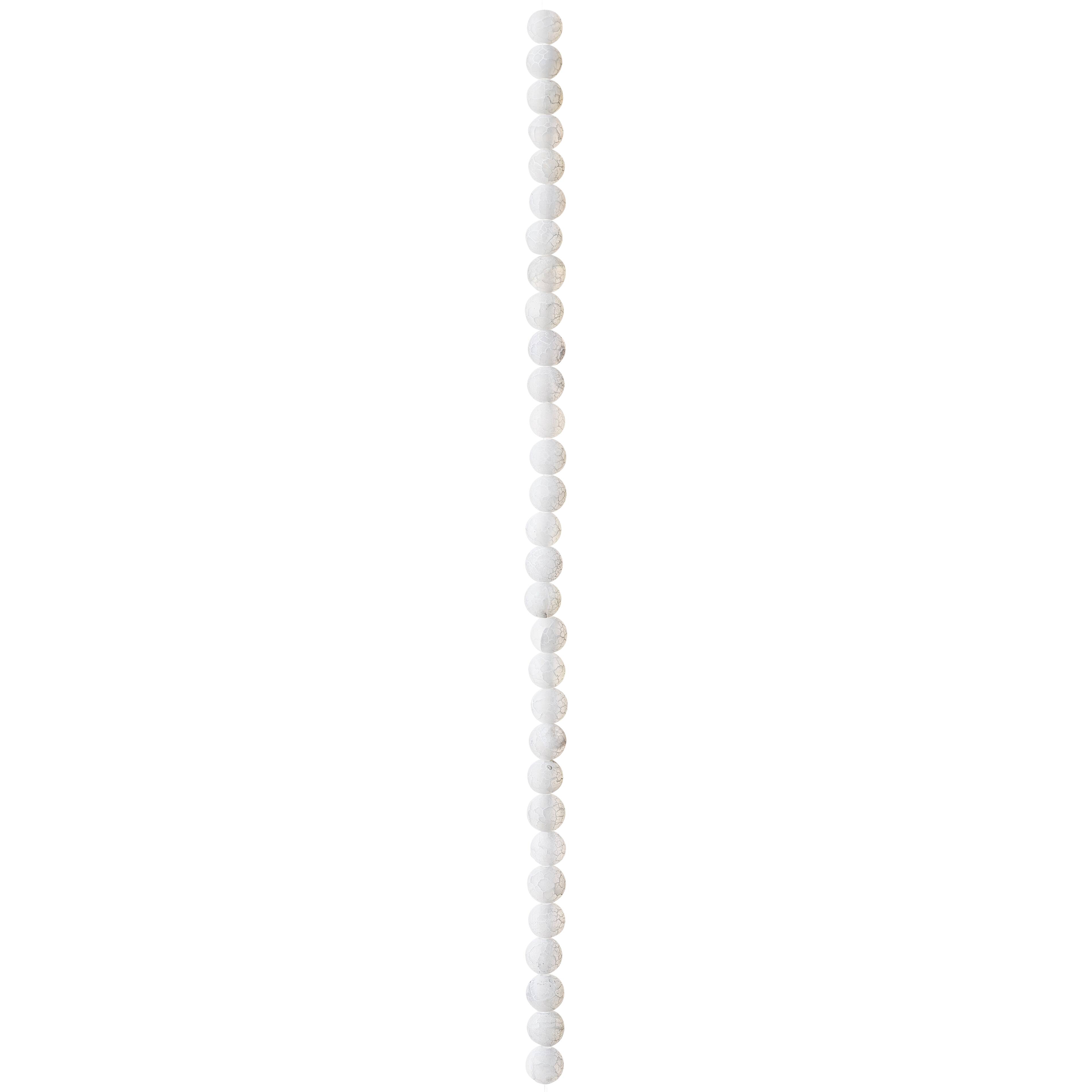 12 Pack: Matte White Crackle Agate Round Beads, 6mm by Bead Landing™