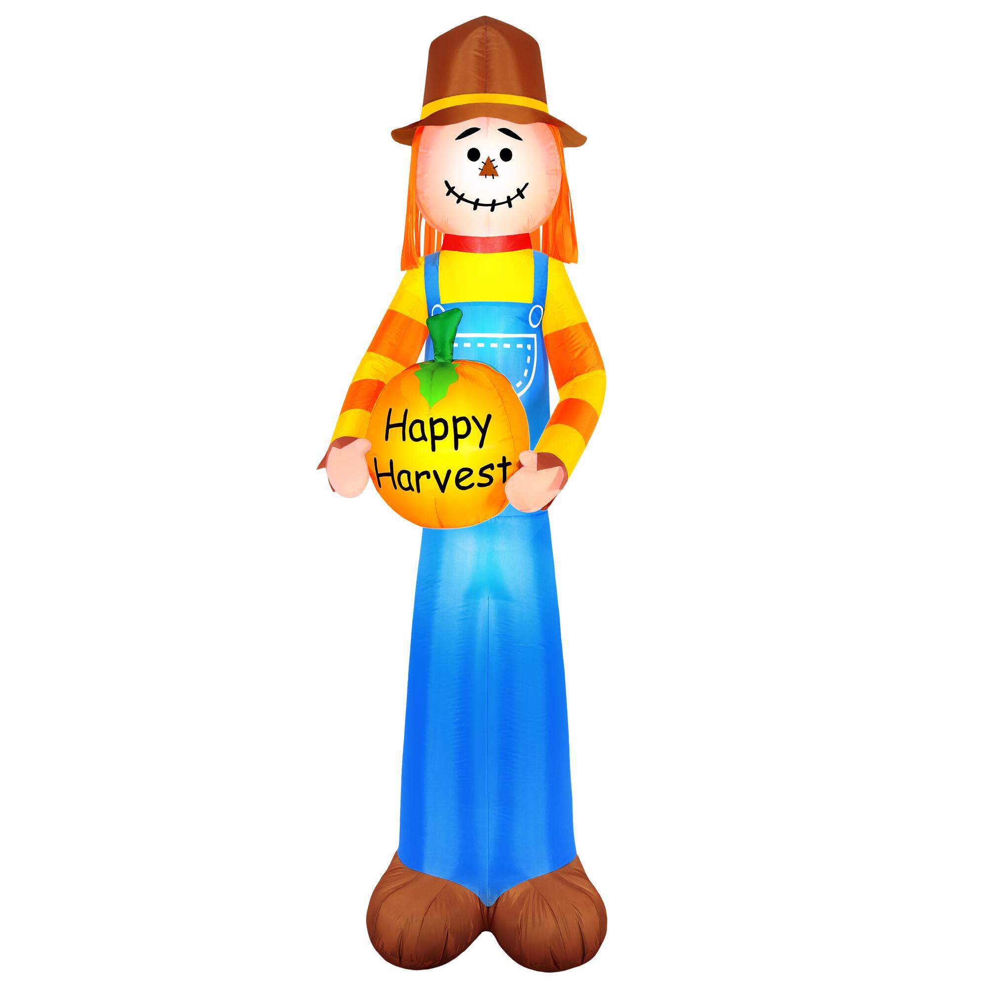 Airflowz Inflatable 7.5ft. Harvest Scarecrow Holding Pumpkin