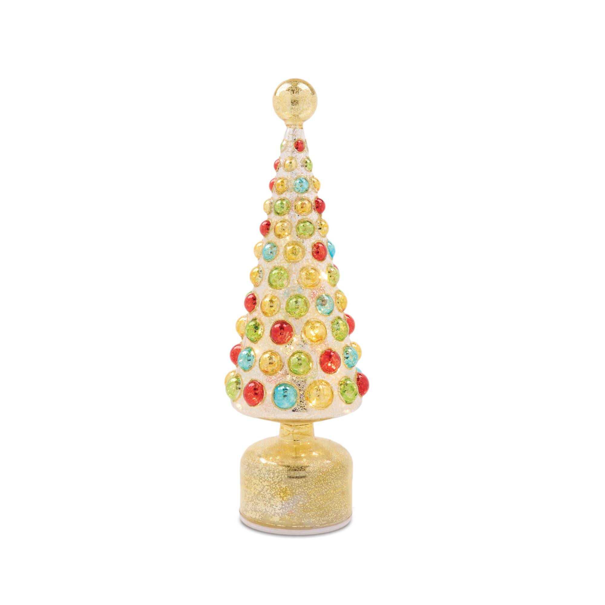 Melrose LED Mercury Glass Rotating Christmas Tree Set