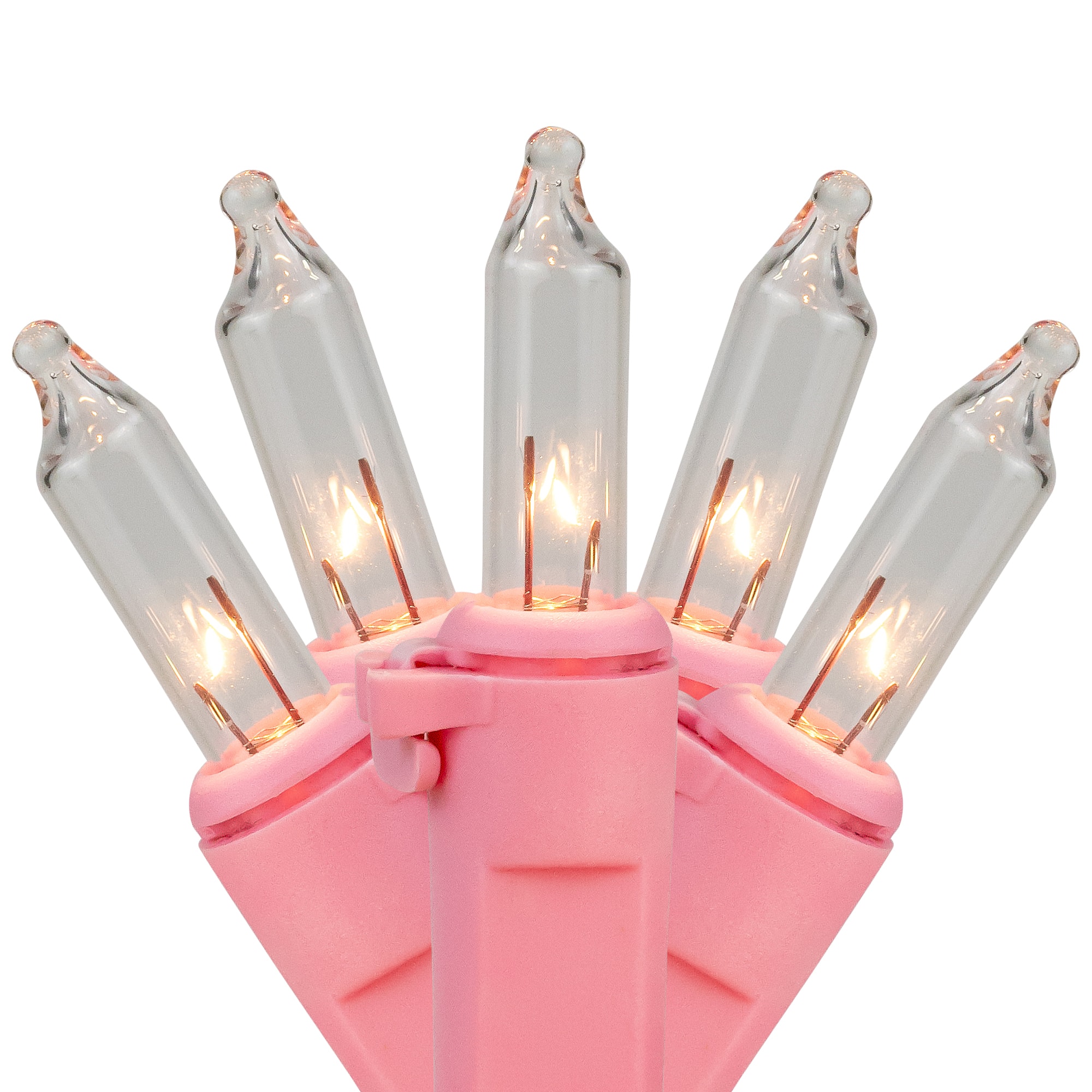 50ct Clear Mini Valentine's Day Light Set 10ft Pink Wire